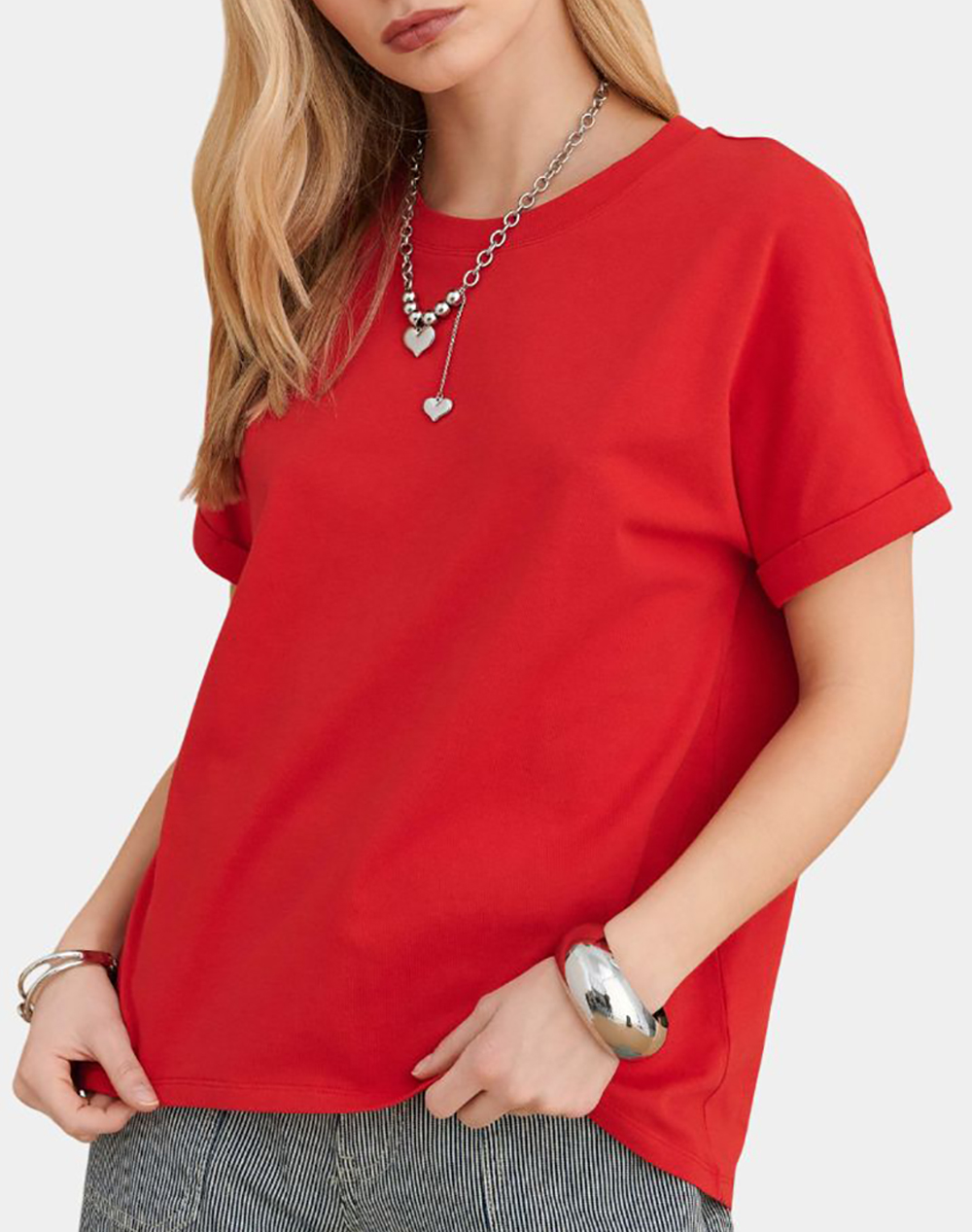 Attrattivo Μπλουζα&Κολιε Γυναικα Ρουχα Μπλουζες Τ Shirt Red Βαμβακι 9923125 Kokki