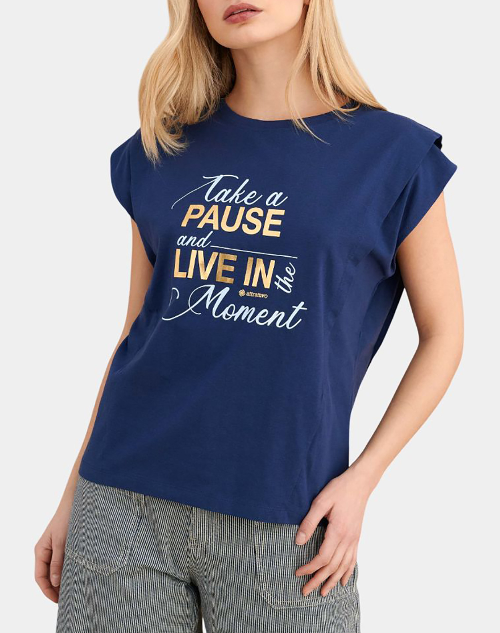Attrattivo Μπλουζα Γυναικα Ρουχα Μπλουζες Τ Shirt Blue Βαμβακι 9923146 Mple