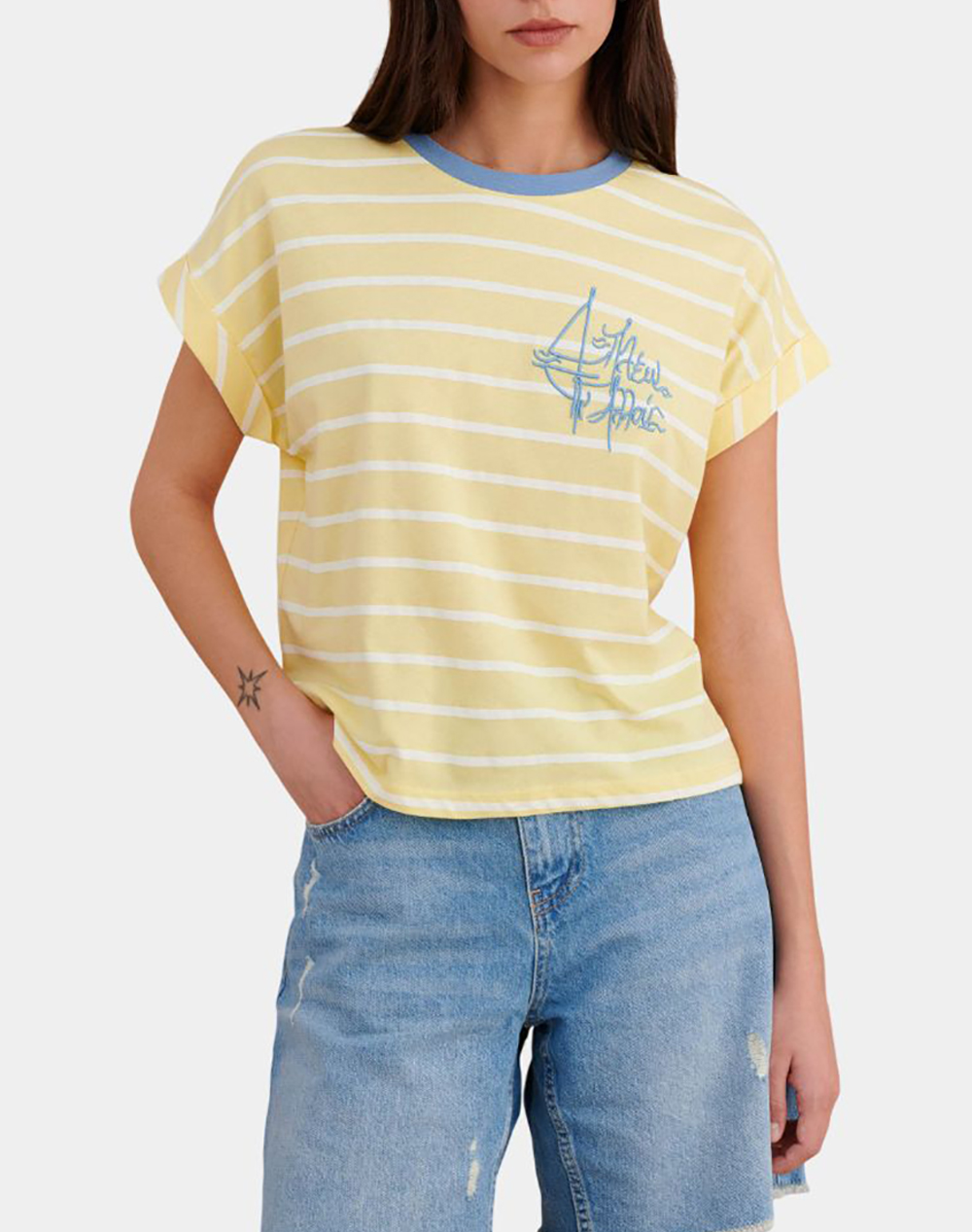 Attrattivo Μπλουζα Γυναικα Ρουχα Μπλουζες Τ Shirt Lightyellow Βαμβακι 9923325 Kitri