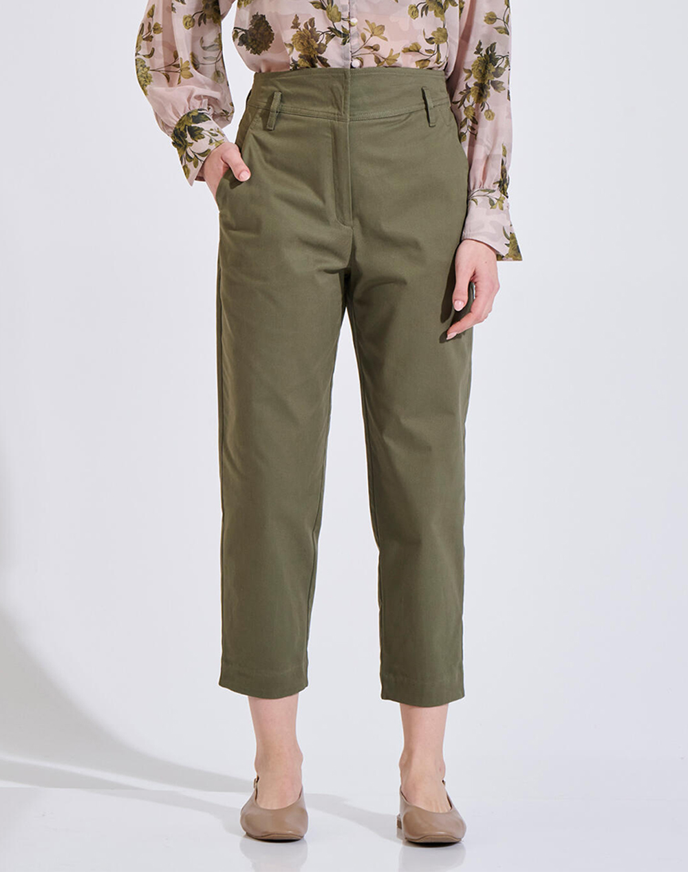 Bill Cost Παντελονι Γυναικα Ρουχα Παντελονια Chinos Olive Βαμβακιμε Ελασταν 10 060823 0 Λαδι