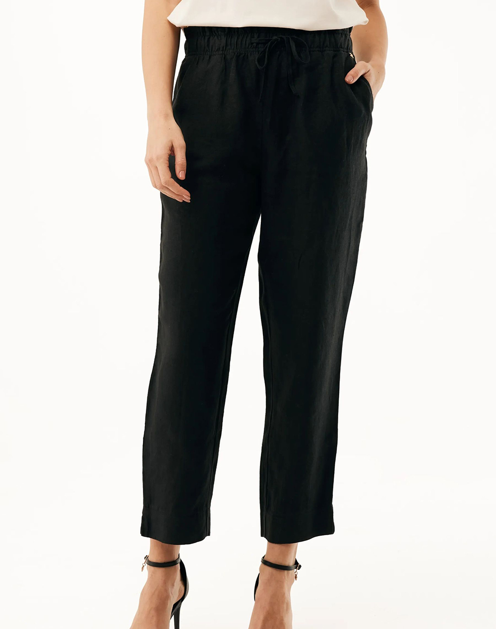 Mexx Linen Pants Tapered Fit Γυναικα Ρουχα Παντελονια Chinos Black Λινο Mf007003561w 193911 - Koolfly