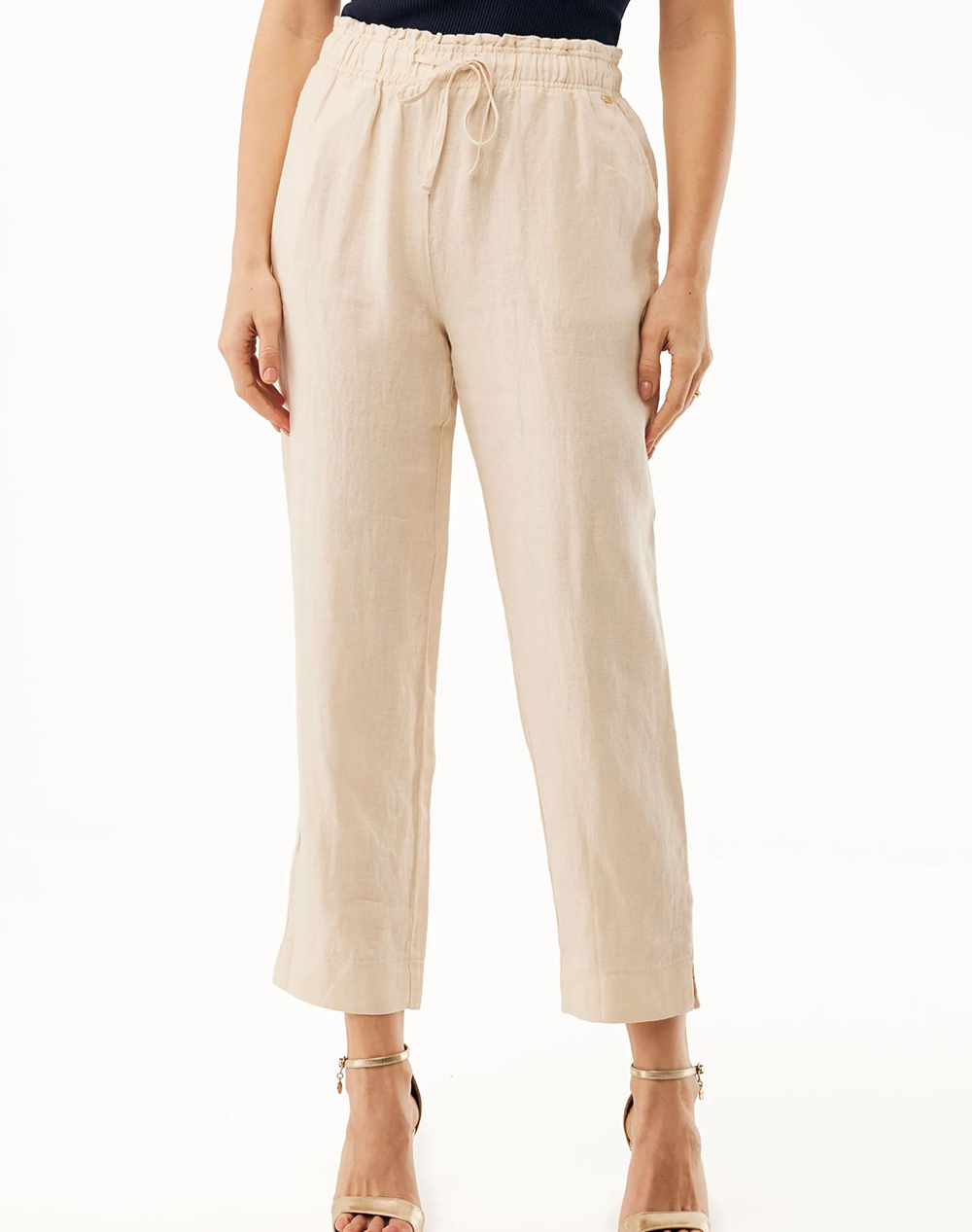Mexx Linen Pants Tapered Fit Γυναικα Ρουχα Παντελονια Chinos Sandybrown Λινο Mf007003561W 131308