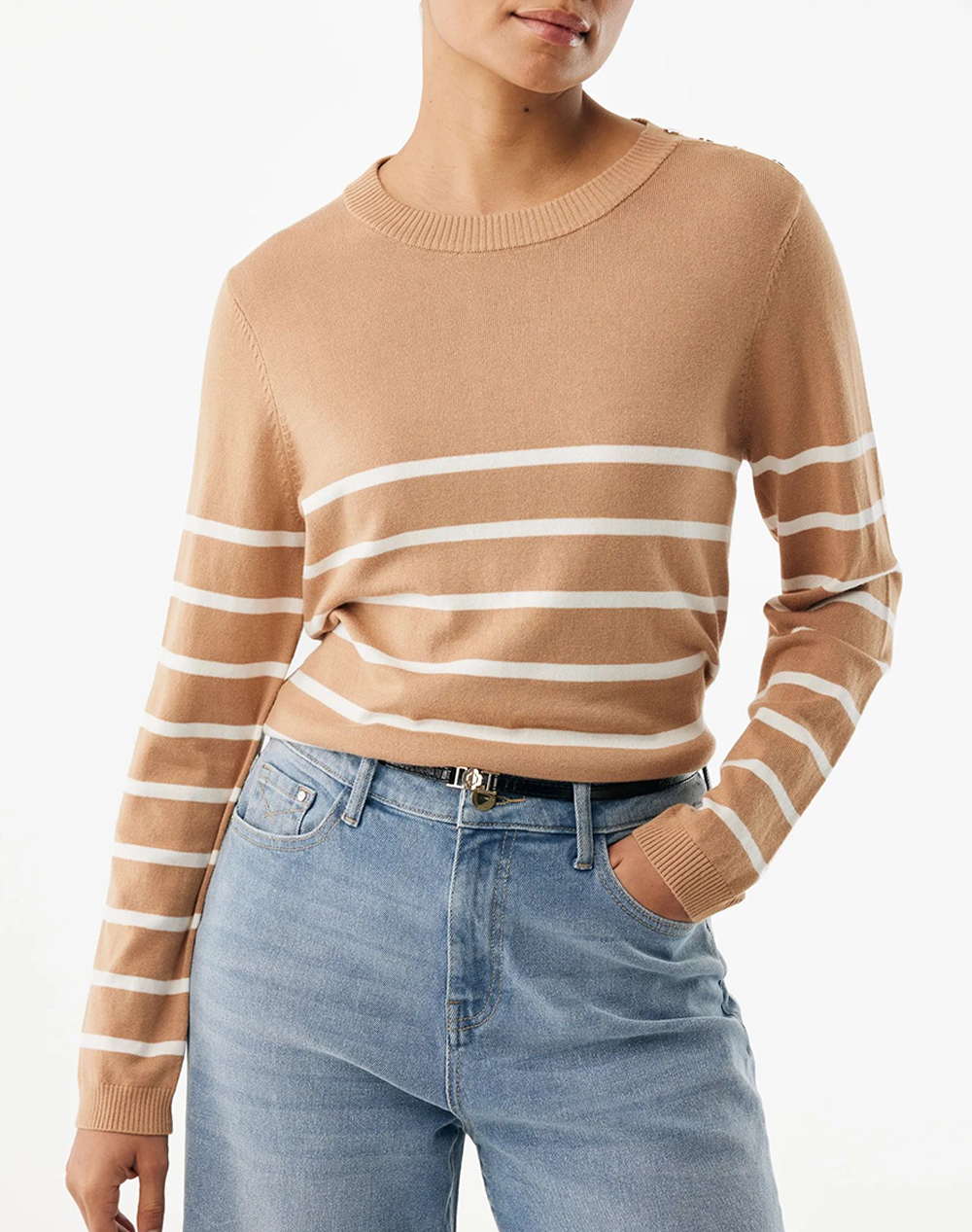 Mexx Aster Striped Jumper Γυναικα Ρουχα Μπλουζες Πλεκτα Tan Βισκοζσυνθετικο Mf006600761W 161334