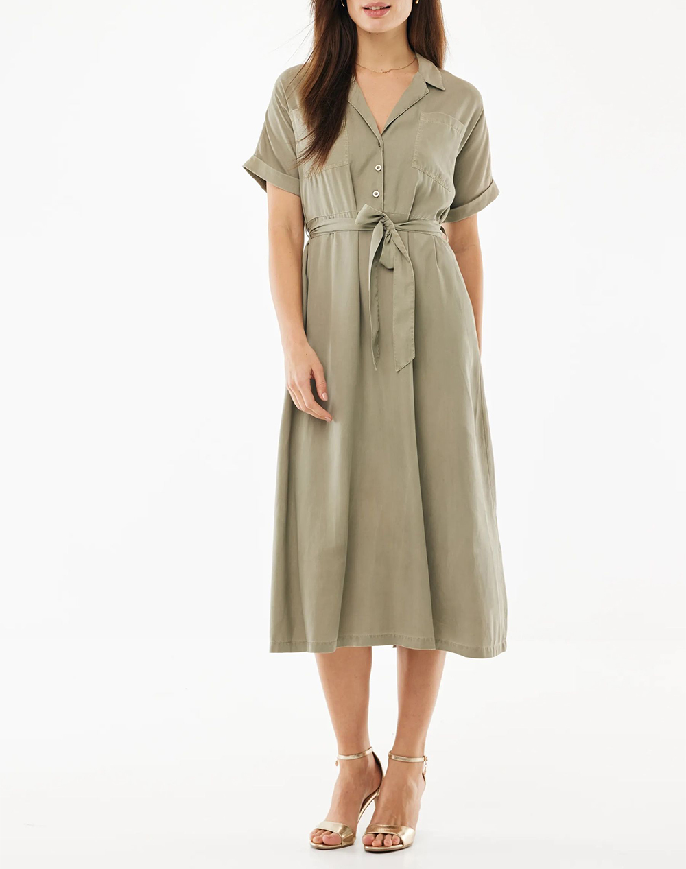 Mexx Lyocell Dress Γυναικα Ρουχα Φορεματα Khaki Συνθετικο Mf006301461W 190417