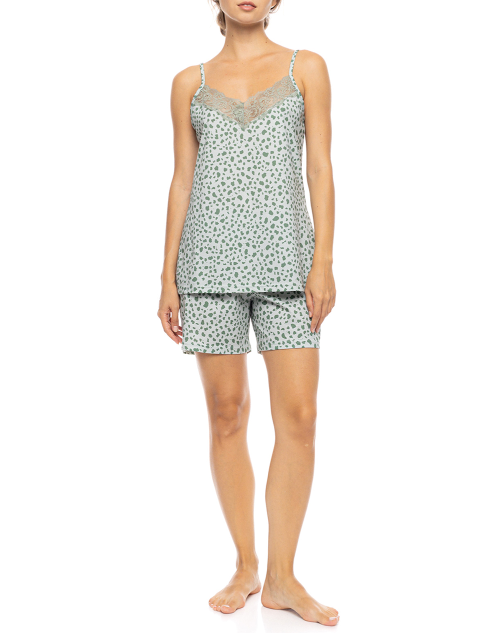 Pink Label Babydoll Jade Leo Γυναικα Homewear Πιτζαμες Multi Βαμβακι S1568 Type