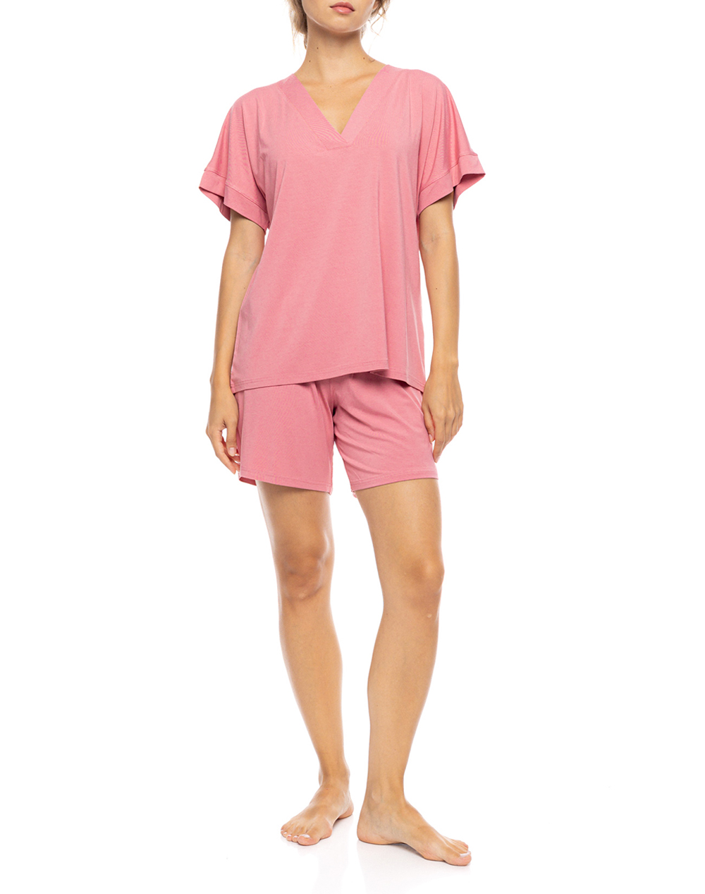 Pink Label Pyjama Shorts Bamboo Nos Γυναικα Homewear Πιτζαμες Coral Με Ελαστανσυνθετικο Sn 206 Peach Pink
