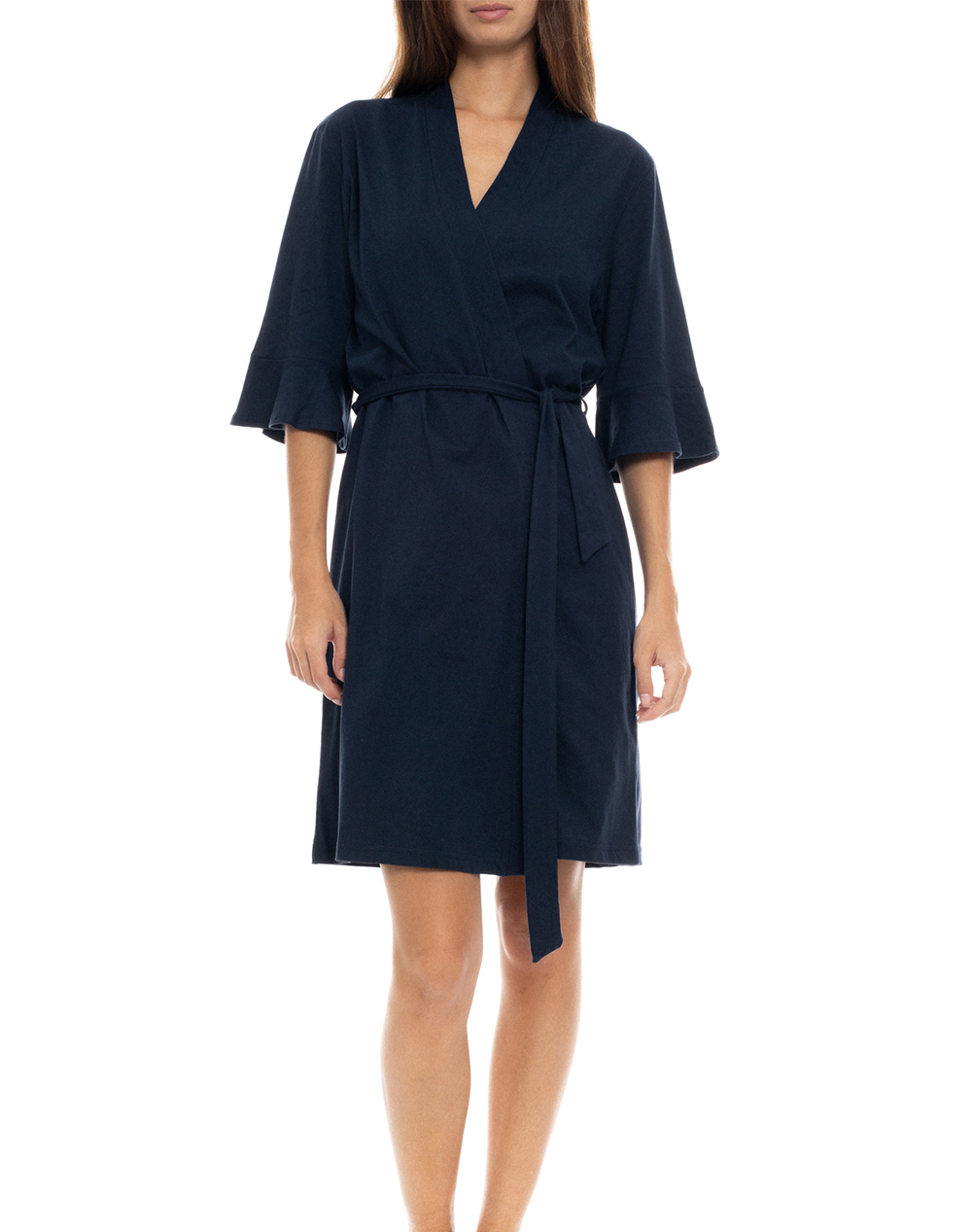 Pink Label Robe Solid Nos Γυναικα Homewear Ρομπες Navyblue Βαμβακι Sn 101 Yacht Blue