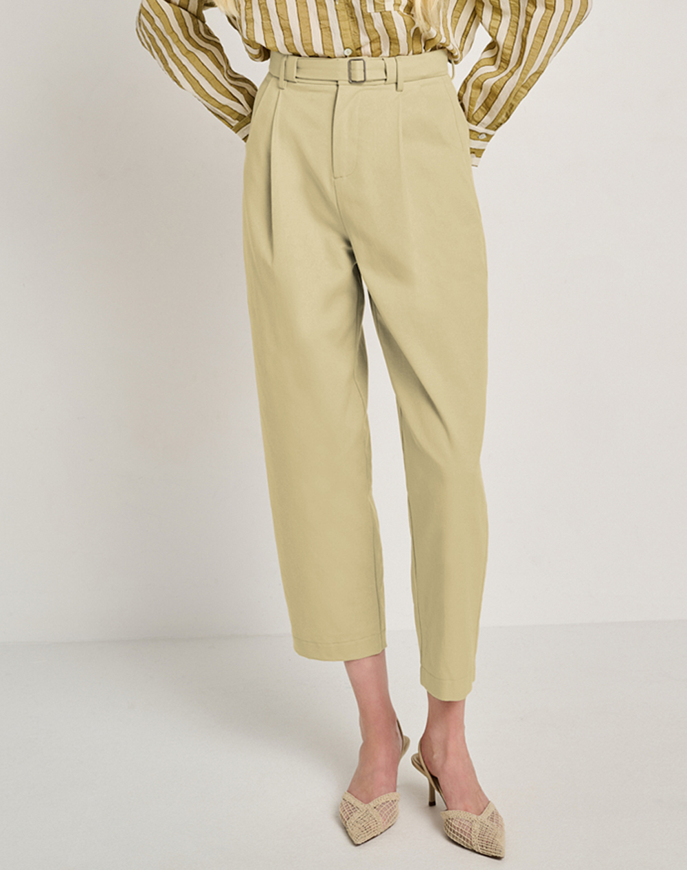 Staff Olivia Ηιghwaist Pant Cotton Tencel Γυναικα Ρουχα Παντελονια Chinos Khaki Βαμβακισυνθετικο 60 005.055 Ν0066