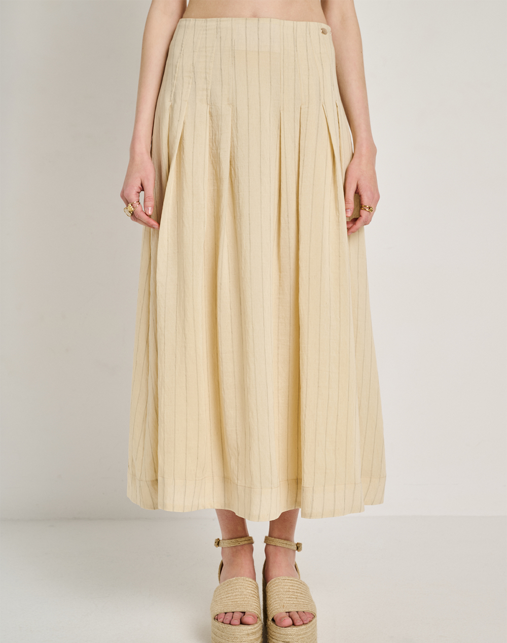 Staff Amelia Midi Skirt Cot Nyl Lin Pol Γυναικα Ρουχα Φουστες Lightyellow Βαμβακιλινοσυνθετικο 67 101.055 Ν0000