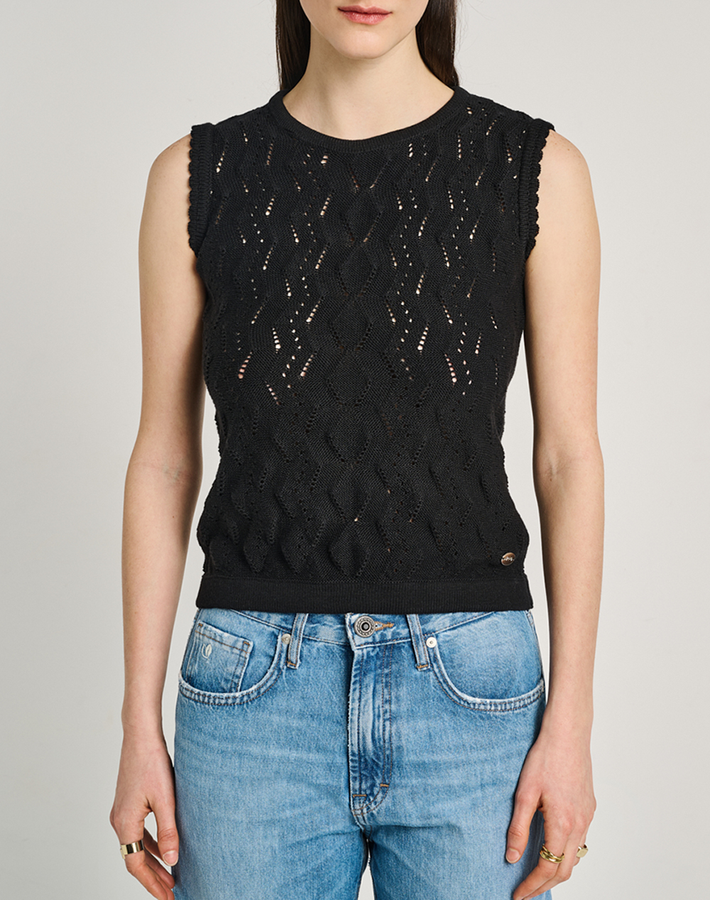 Staff Jeda Sleeveless Knit Γυναικα Ρουχα Μπλουζες Πλεκτα Black Βαμβακι 63 206.055 Ν0090