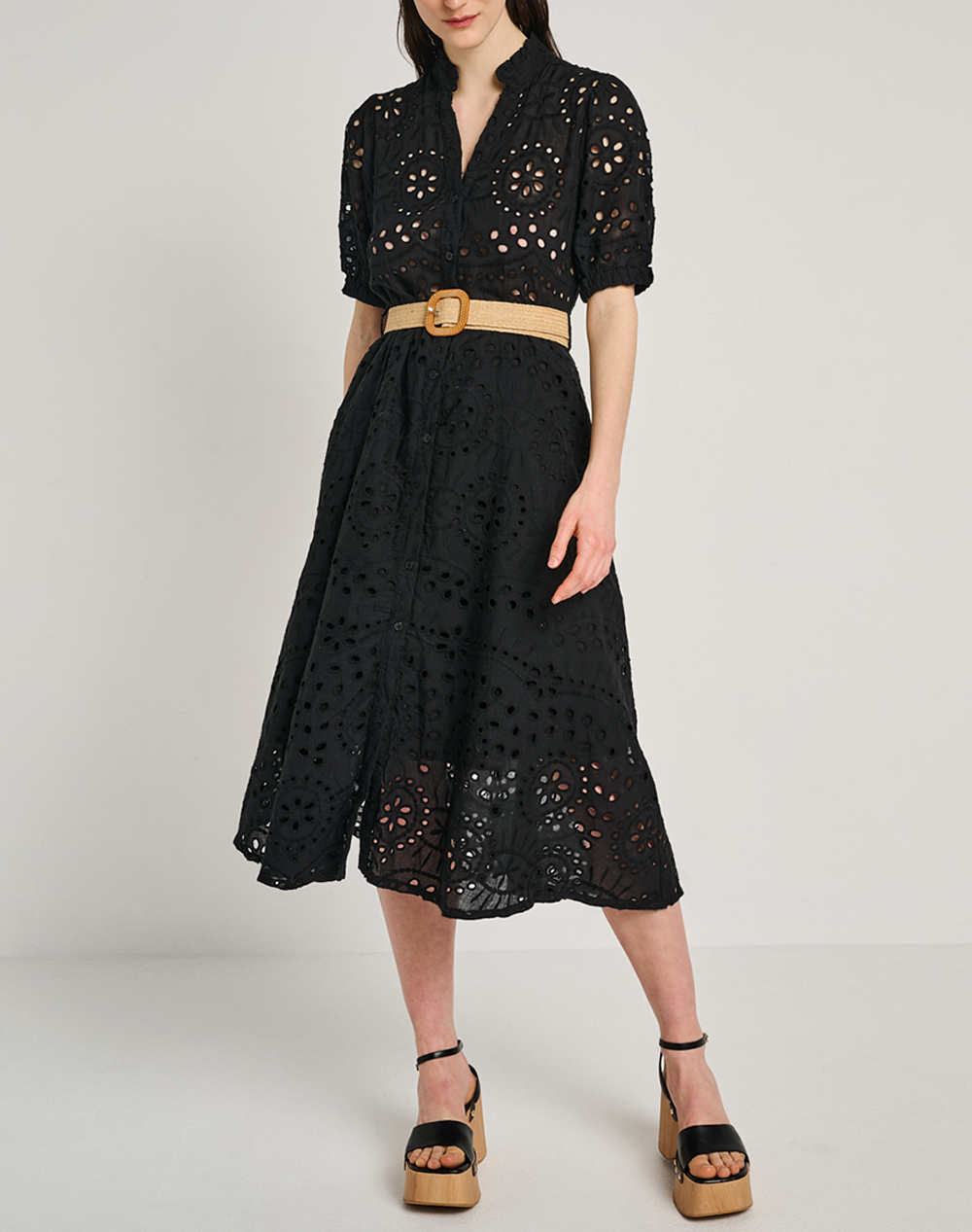 Staff Kelly Midi Dress Co Γυναικα Ρουχα Φορεματα Black Βαμβακι 67 007.055 Ν0090