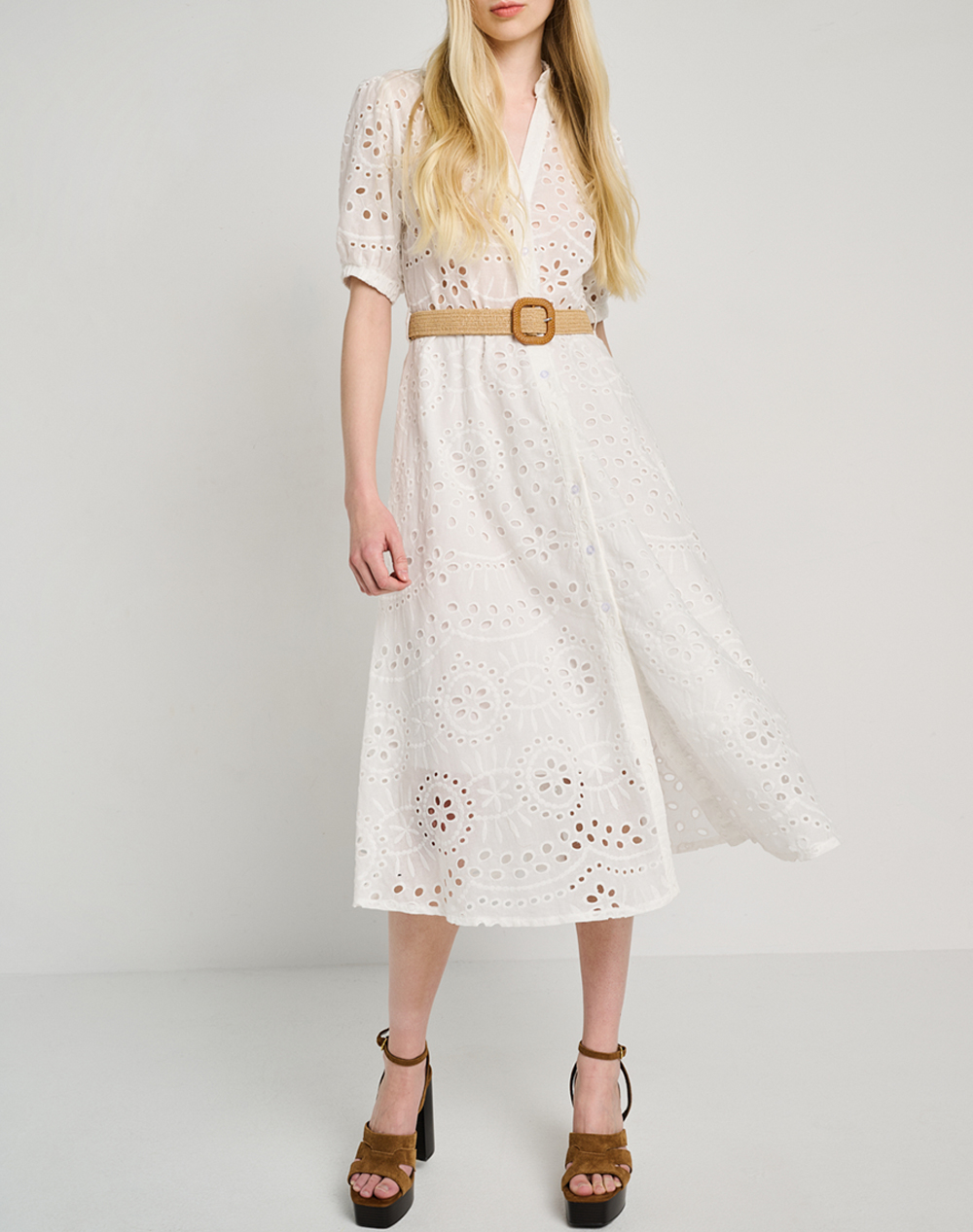 Staff Kelly Midi Dress Co Γυναικα Ρουχα Φορεματα White Βαμβακι 67 007.055 Ν0010