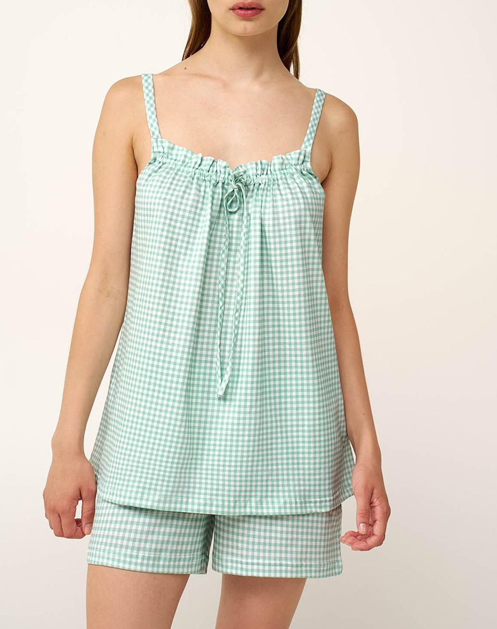 Vamp Πυζαμακι Γυναικα Homewear Πιτζαμες Green Βαμβακι 24359 921