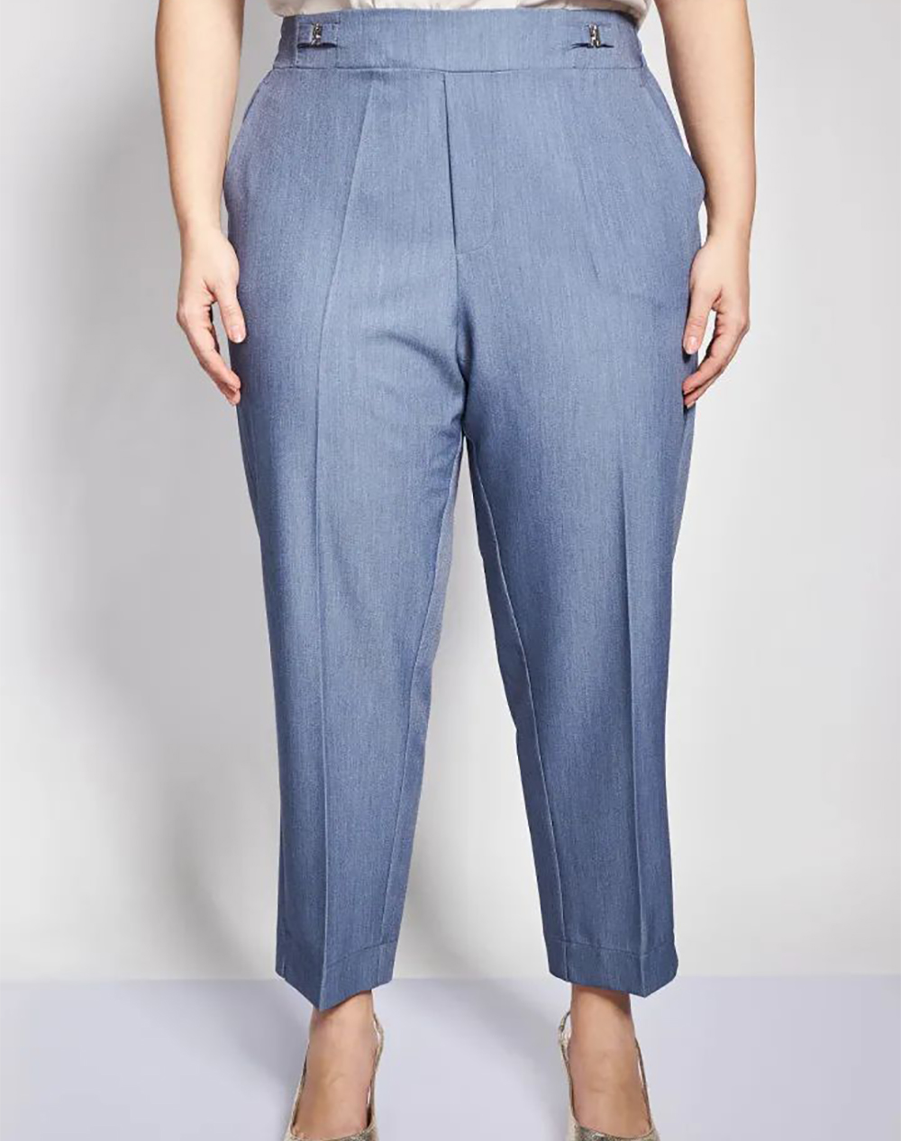 Parabita Peg Παντελόνι Twill Tr Με Μεταλλικές Λεπτομέρειες Γυναικα Ρουχα Παντελονια Chinos Jeanblue Με Ελασταν,Συνθετικο 012610209668 003 - Koolfly