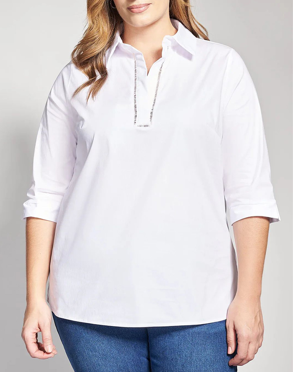 Parabita Μπλούζα Ποπλίνα Με Γιακά Και Διάτρητη Λεπτομέρεια Γυναικα Ρουχα Μπλουζες Τοπ/Κορμακια White Βαμβακι,Με Ελασταν,Συνθετικο 012610108233 001 -