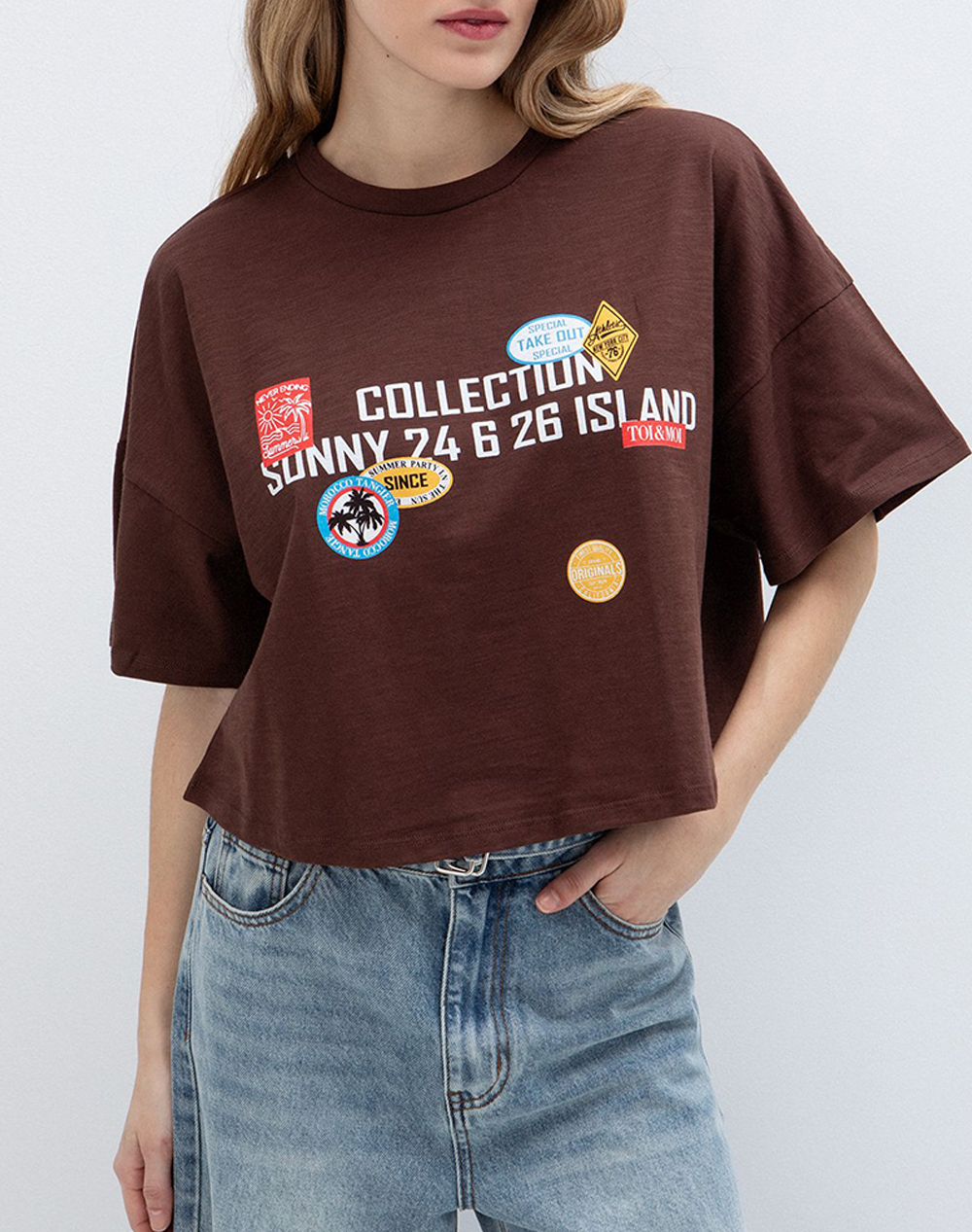 Toi&Moi Μπλουζα Γυναικα Ρουχα Μπλουζες Τ Shirt Brown Βαμβακι 80 6789 126 330
