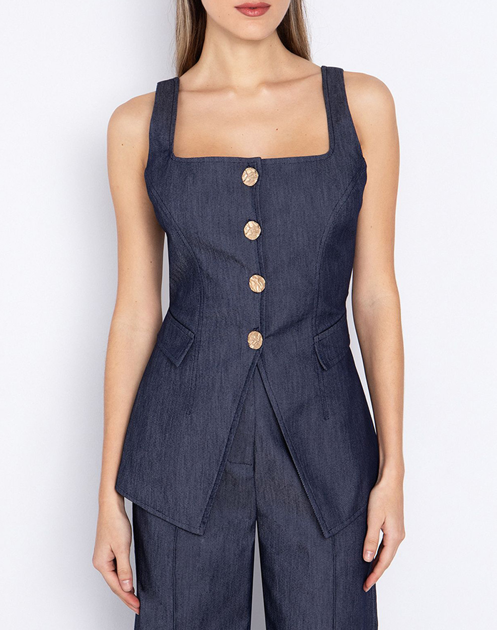 Toi&Moi Γιλεκο Γυναικα Ρουχα Πανωφορια Σακακια Denimblue Βαμβακιμε Ελαστανσυνθετικο 40 0856 126 850