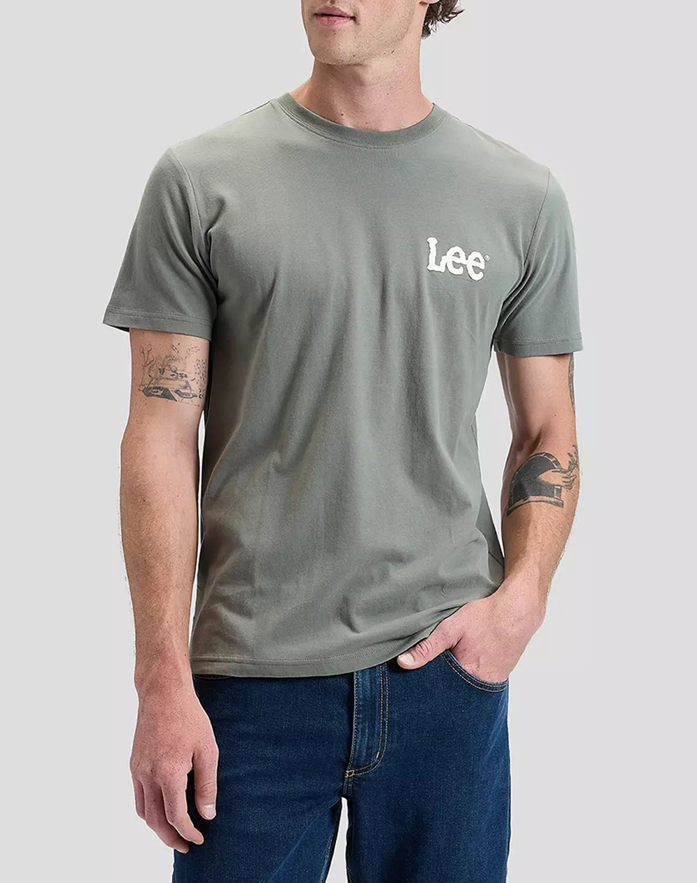 Lee Medium Wobbly Lee Tee Ανδρας Ρουχα Μπλουζες T Shirt Olive Βαμβακι 112376462 Lichen Olive - Koolfly