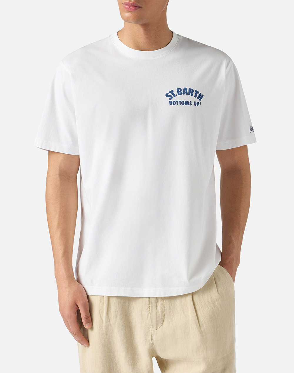 Mc2 Portland T Shirt St Barth Espresso 01N Ανδρας Ρουχα Μπλουζες T Shirt White Βαμβακι Prl0002 04253L 04253L