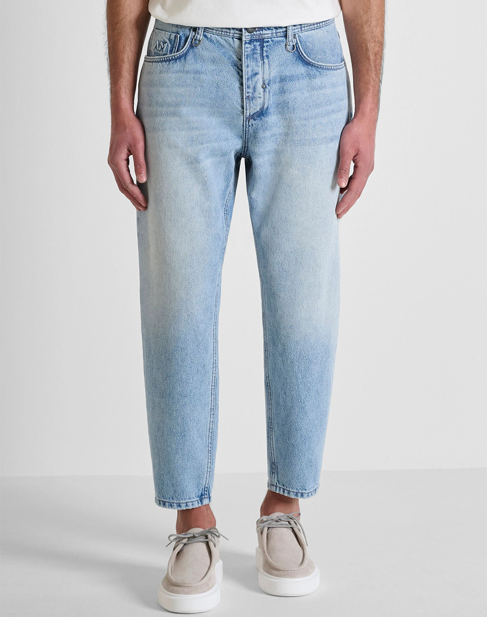 Antony Morato Pre Mmdt00291fa700166 Jeans Doris Baggy Ankle Lenght Fit In Rigid Blue Denim Παντελονι Ανδρικο Ανδρας Ρουχα Παντελονια Jeans Denimlig -