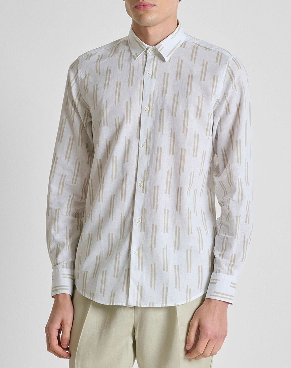 Antony Morato Mmsl00789Fa430661 Min Of 6 Shirt Napoli Regular Fit In Printed Linen Blend Fabric Πουκαμισο Ανδρικο Ανδρας Ρουχα Πουκαμισα Mixed Βαμβα