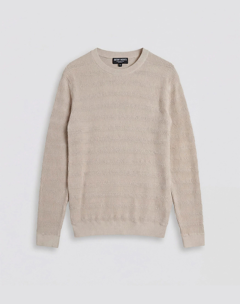 Antony Morato Pre Mmsw01578Ya100071 Sweater Regular Fit In Combed Cotton Fine Yarn 3D Jacquard Knitstitch Πουλοβερ Ανδρικο Ανδρας Ρουχα Μπλουζες Πλ