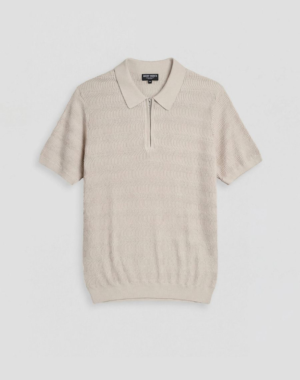 Antony Morato Pre Mmsw01579Ya100071 Sweater Regular Fit In Combed Cotton Jacquard Knitstitch Πουλοβερ Ανδρικο Ανδρας Ρουχα Μπλουζες Polo Biege Βαμβ