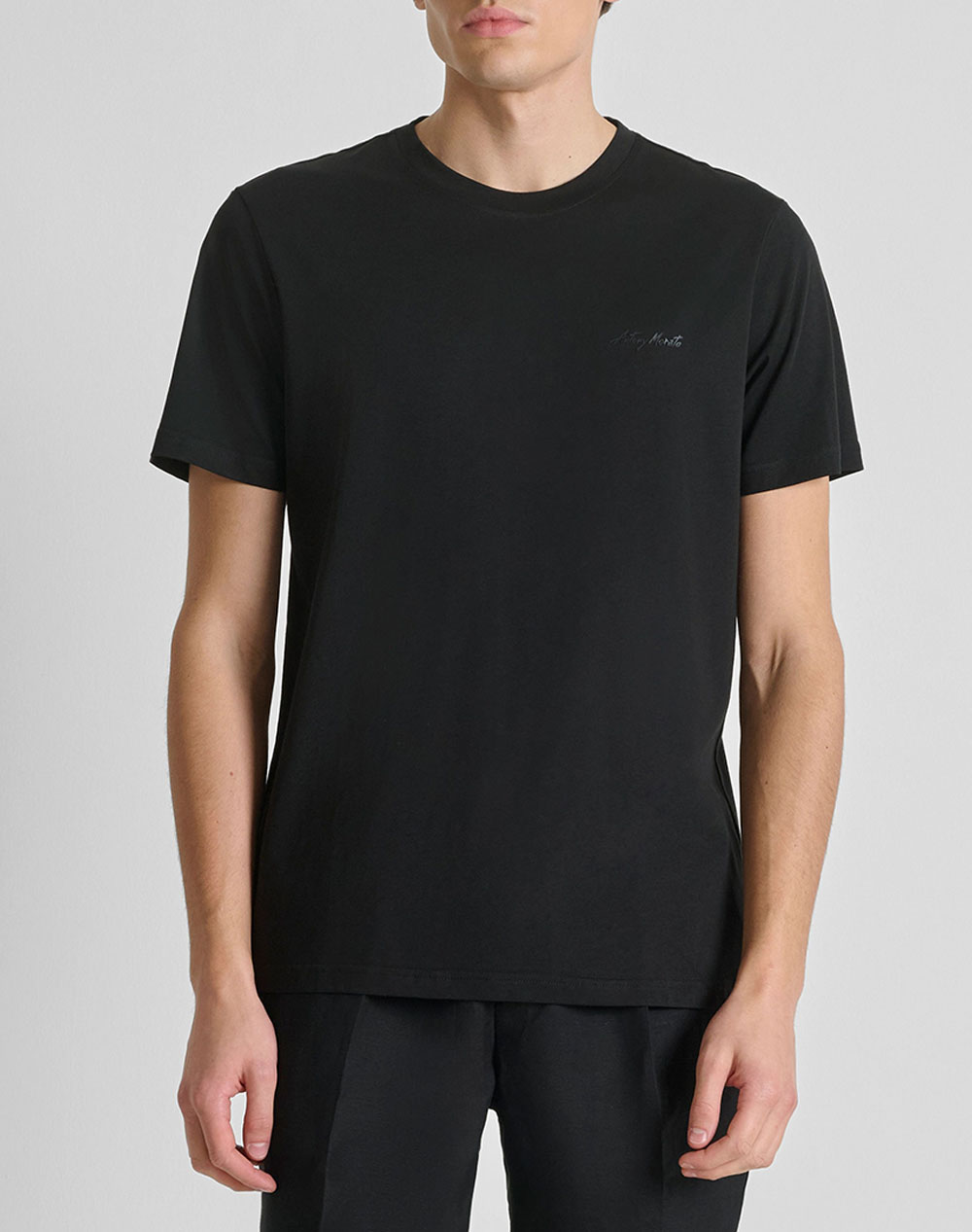 Antony Morato Mmks02662Fa100231 Min Of 6 T Shirt Regular Fit In Cotton Viscose Blend Fabric With Rubber Injection Logo Print Μπλουζα Ανδρικο Ανδρας Ρ