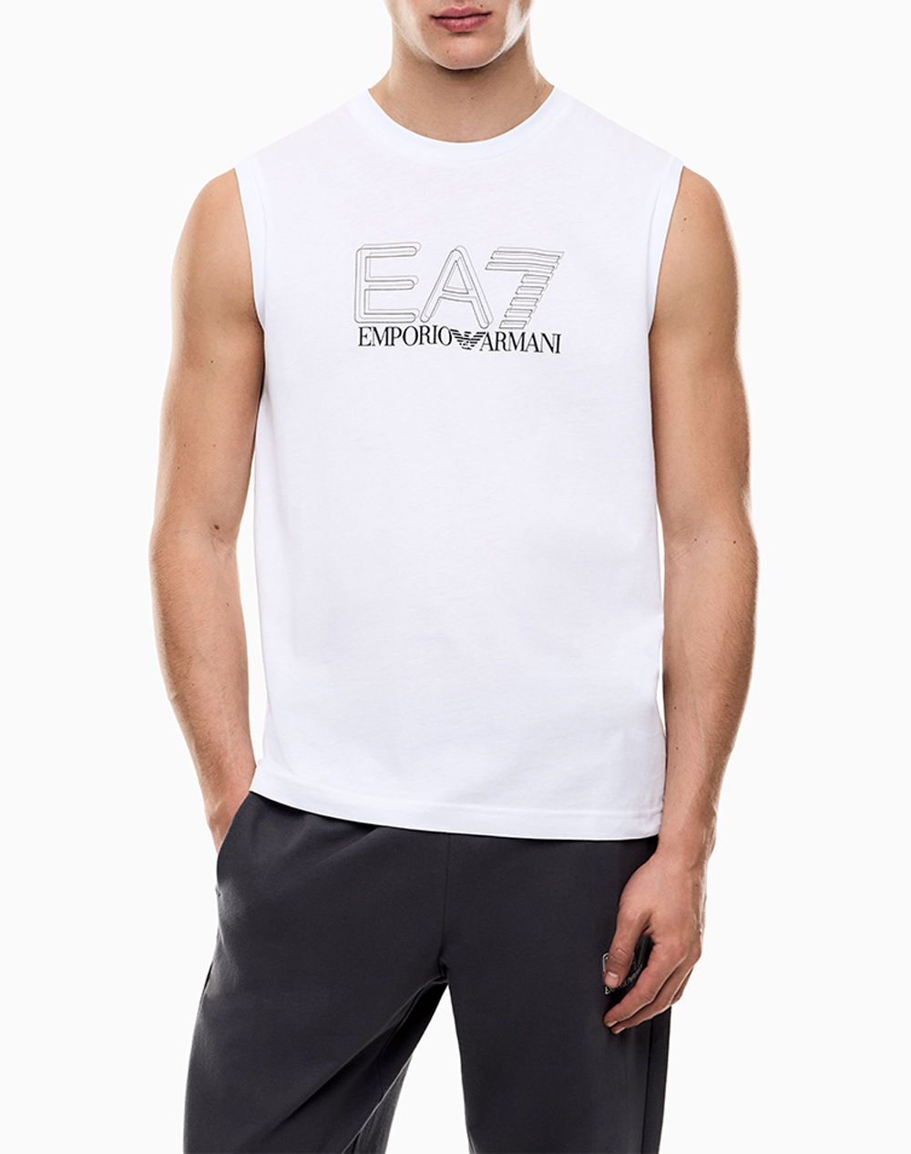 Ea7 Tank Ανδρας Ρουχα Μπλουζες T Shirt White Βαμβακι 7M001306Af10375 U0002