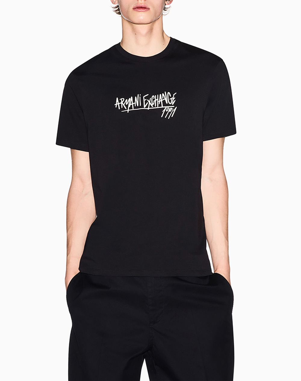 Armani Exchange T Shirt Ανδρας Ρουχα Μπλουζες T Shirt Black Βαμβακι Xm002789Af10356 Uc001