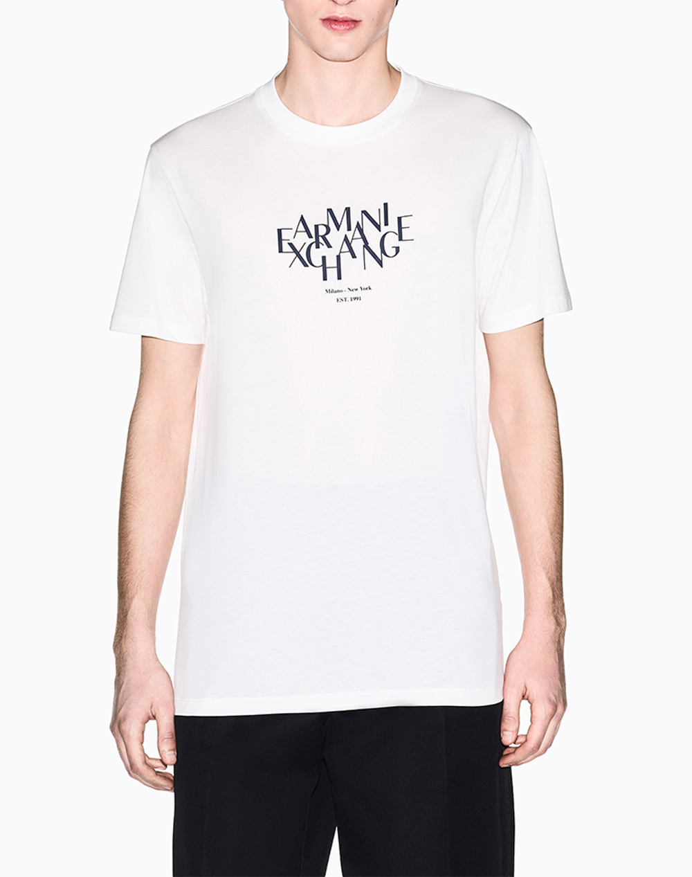 Armani Exchange T Shirt Ανδρας Ρουχα Μπλουζες T Shirt Offwhite Βαμβακι Xm002782Af10356 U0009