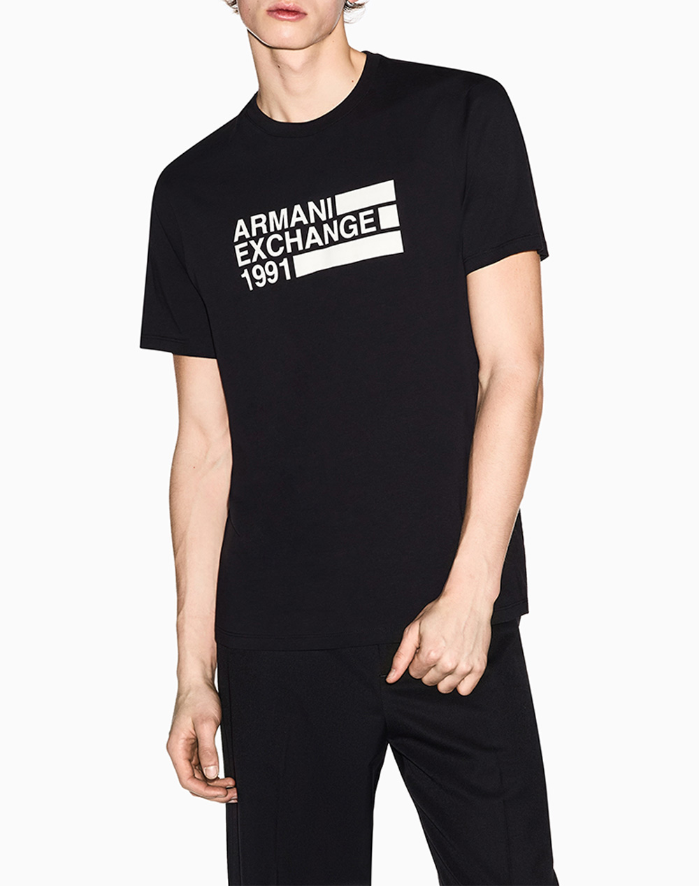 Armani Exchange T Shirt Ανδρας Ρουχα Μπλουζες T Shirt Black Βαμβακι Xm002788Af10356 Uc001