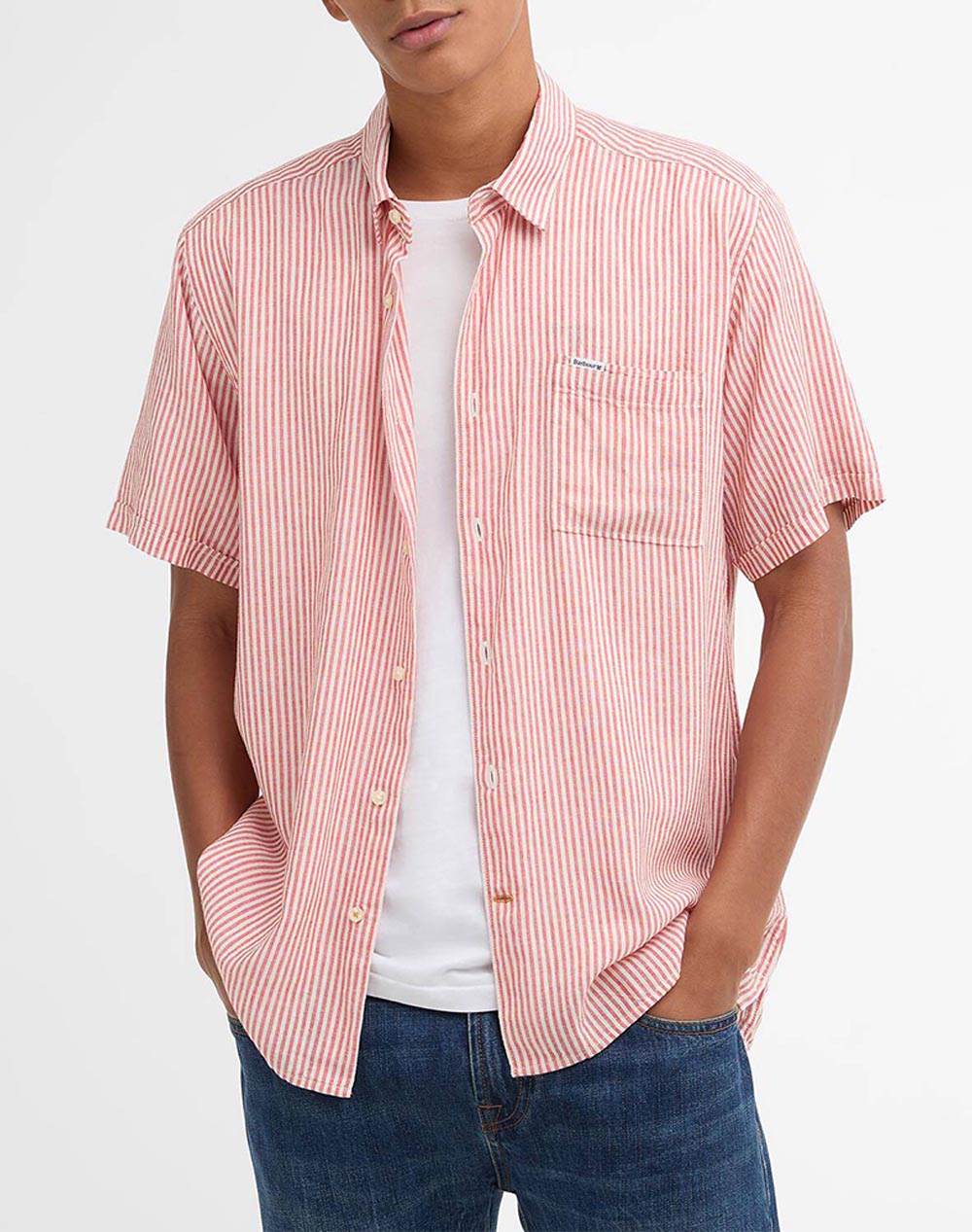 Barbour Πουκαμισο Ανδρας Ρουχα Πουκαμισα Red Λινοσυνθετικο Msh5282 Brre51