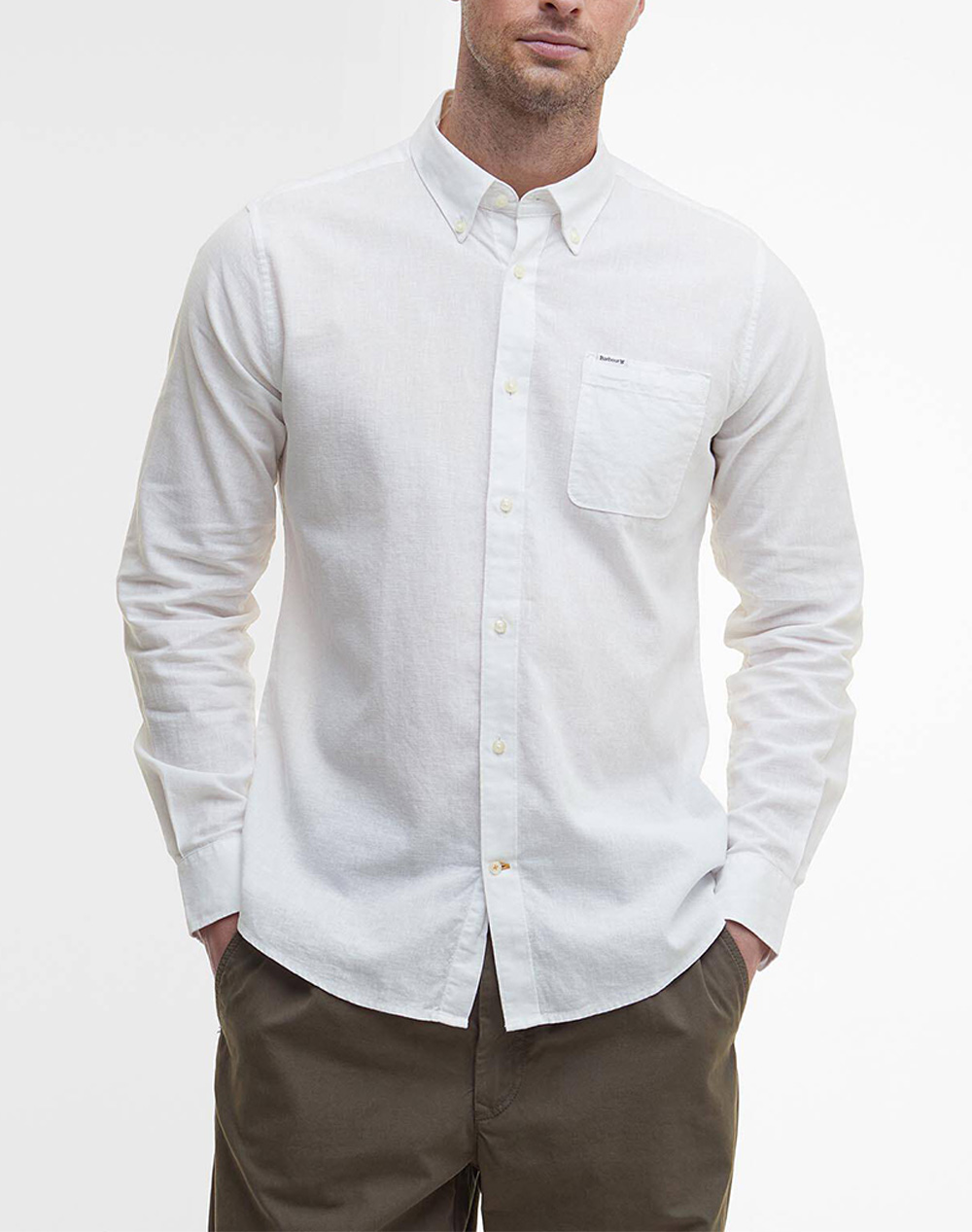 Barbour Πουκαμισο Ανδρας Ρουχα Πουκαμισα White Βαμβακιλινο Msh5090 Brwh11