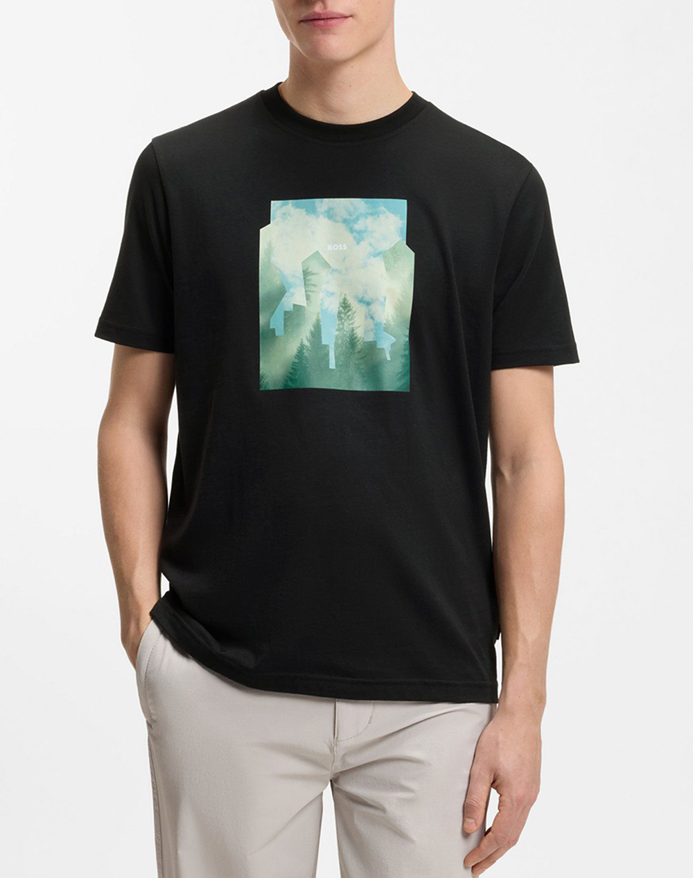 Boss Te_Cover 10277382 01 Ανδρας Ρουχα Μπλουζες T Shirt Black Βαμβακι 50556024 001 - Koolfly
