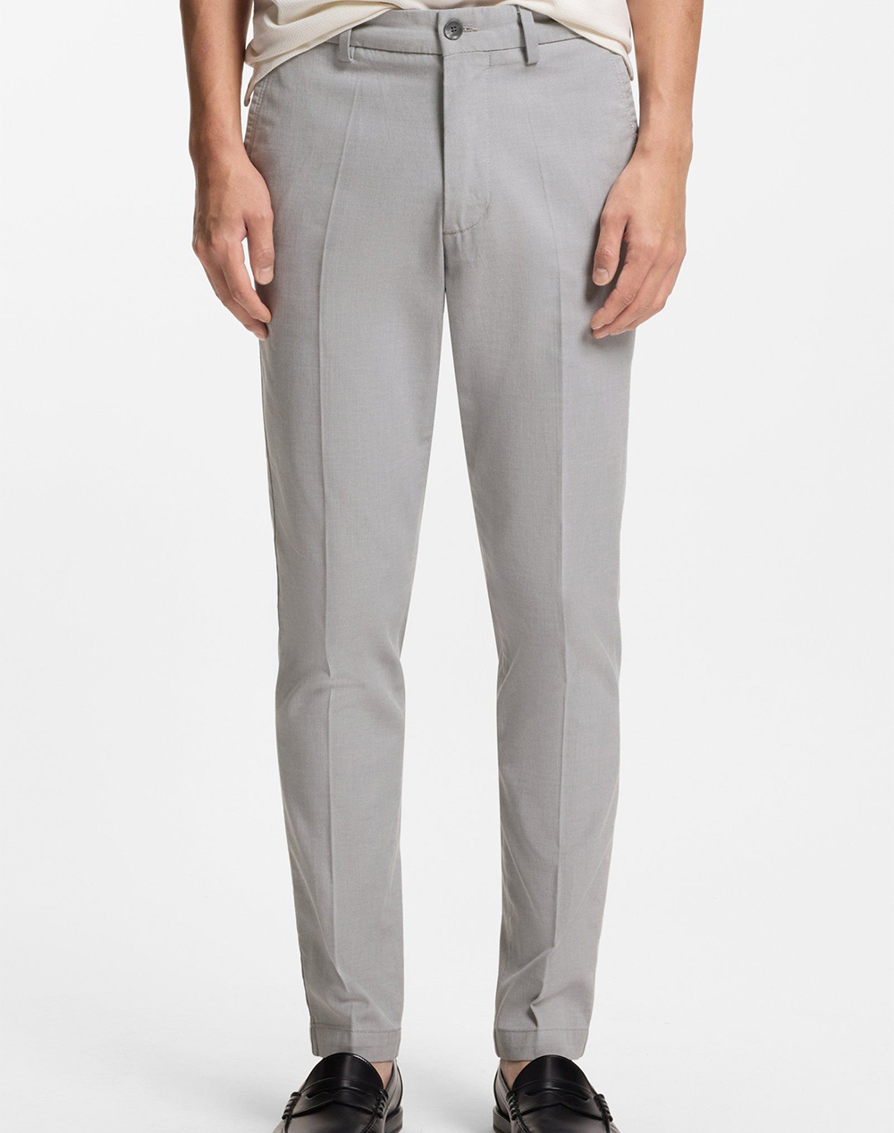 Boss H Kaiton1 10277235 01 Ανδρας Ρουχα Παντελονια Chinos Lightgray Βαμβακιμε Ελασταν 50553813 047
