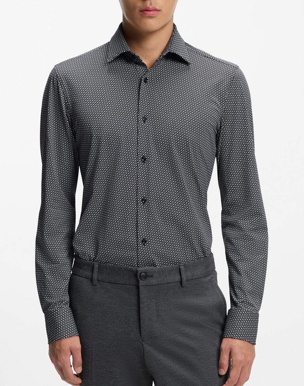 Boss P Hank K 261 10262761 01 Ανδρας Ρουχα Πουκαμισα Jetblack Με Ελαστανσυνθετικο 50556102 002