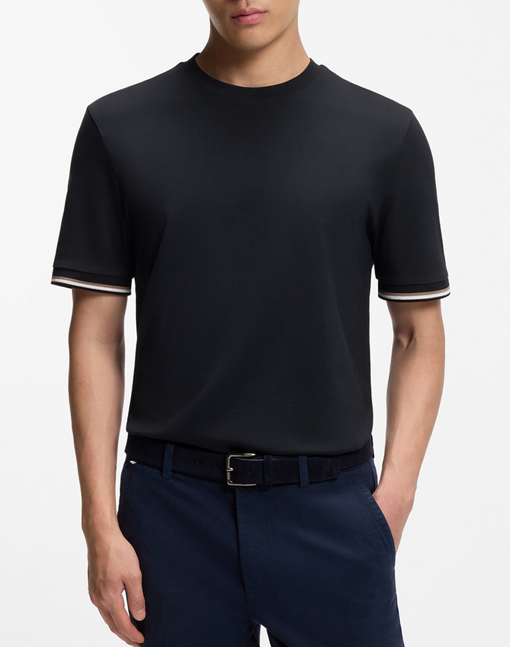 Boss Thompson 04 10236129 01 Ανδρας Ρουχα Μπλουζες T Shirt Darkblue Βαμβακι 50501097 404 - Koolfly