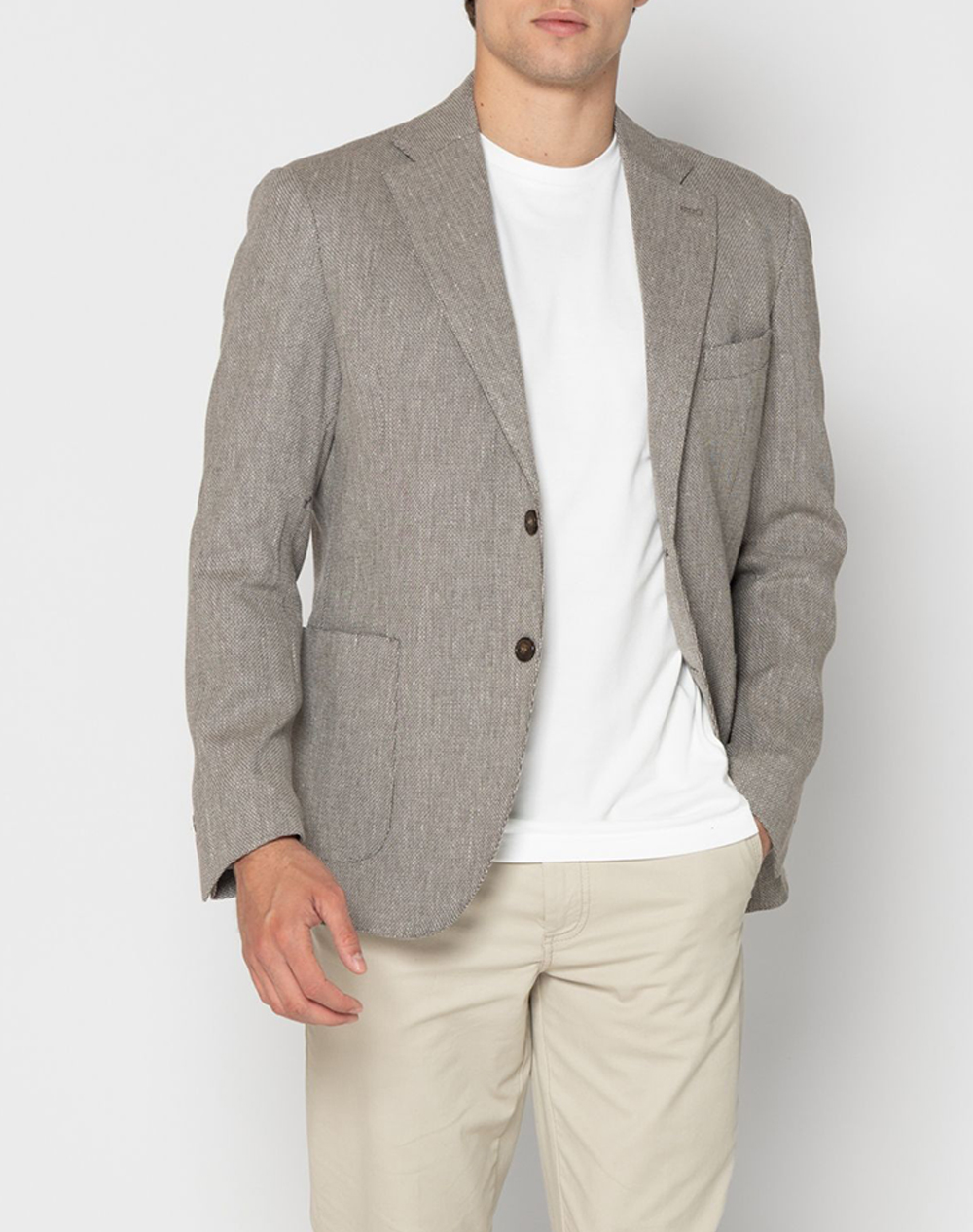 The Bostonians Σακακι Dobby Ανδρας Ρουχα Πανωφορια Σακακια Sandybrown Βαμβακιλινο 3J00670 Cigar