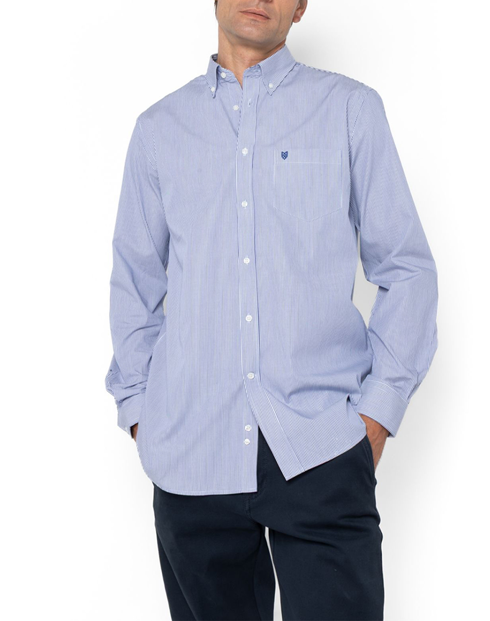 The Bostonians Πουκαμισο Acorn Ποπλινα Regular Fit Stripe Poplin Button Down Regular Fit Ανδρας Ρουχα Πουκαμισα Skyblue Βαμβακι 3Aas4444 Sax