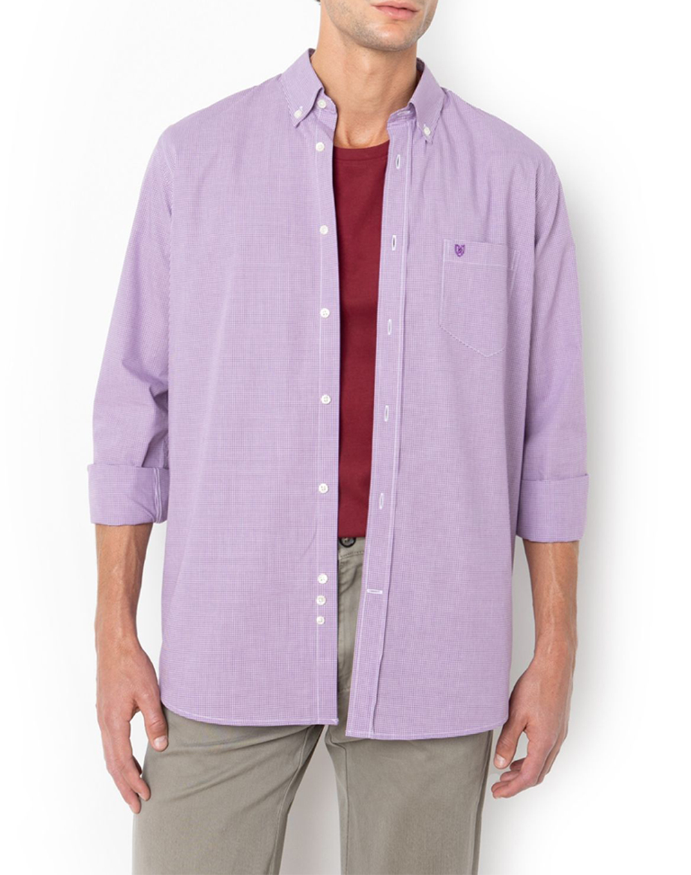 The Bostonians Πουκαμισο Chester Ποπλινα Regular Fit Minicheck Poplin Button Down Regular Fit Ανδρας Ρουχα Πουκαμισα Purple Βαμβακι 3Aac7021 Purple -