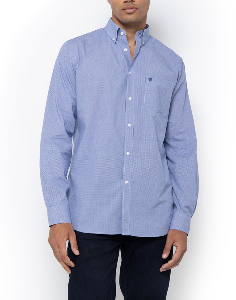 The Bostonians Πουκαμισο Chester Ποπλινα Regular Fit Minicheck Poplin Button Down Regular Fit Ανδρας Ρουχα Πουκαμισα Skyblue Βαμβακι 3Aac7021 Sax