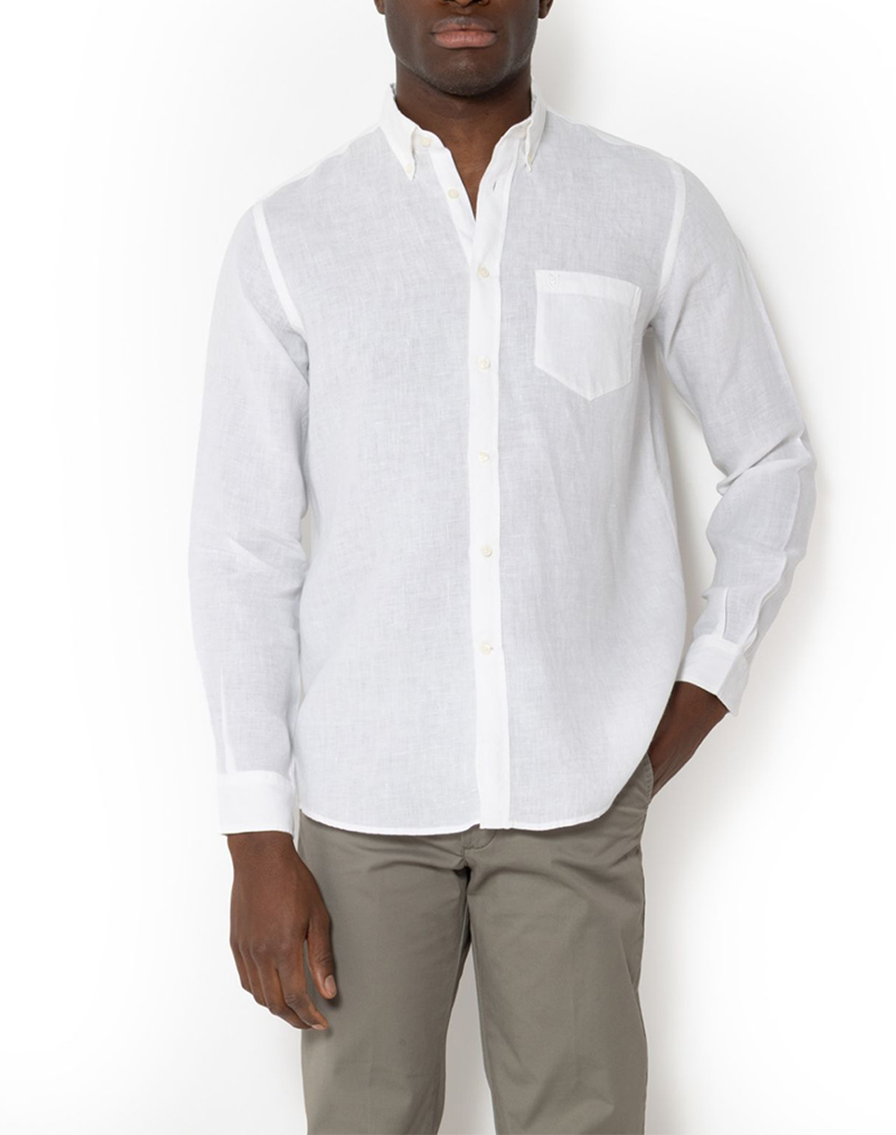 The Bostonians Πουκαμισο Λινο Regular Fit Plain Linen Button Down Regular Fit Ανδρας Ρουχα Πουκαμισα White Λινο 3Aap2412 White