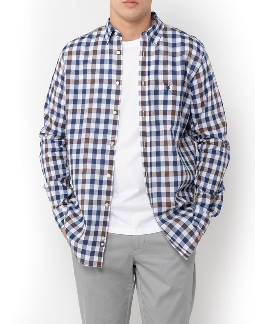 The Bostonians Πουκαμισο Copley Λινο Βαμβακι Regular Button Down Regular Fit Ανδρας Ρουχα Πουκαμισα Brown Βαμβακιλινο 3Aach8664 Brown