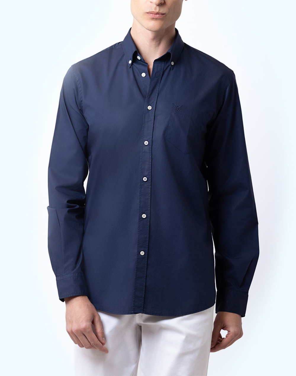 The Bostonians Πουκαμισο Ποπλινα Regular Fit Plain Poplin Button Down Regular Fit Ανδρας Ρουχα Πουκαμισα Navyblue Βαμβακι 3Aap2062 Navy