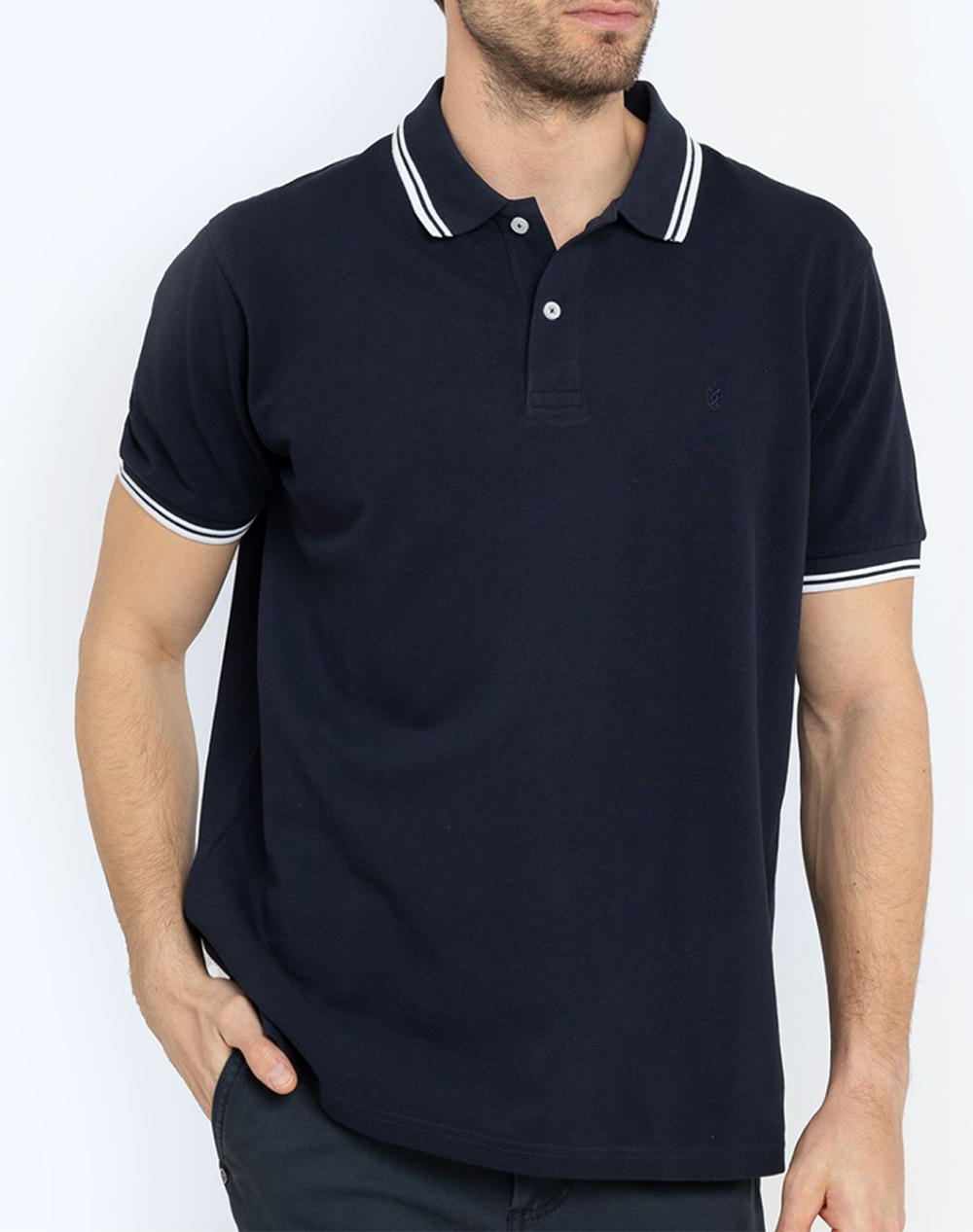 The Bostonians Μπλουζα Polo Pique Twin Tipped Regular Ανδρας Ρουχα Μπλουζες Polo Midnightblue Βαμβακι 3Ps1271 Navy