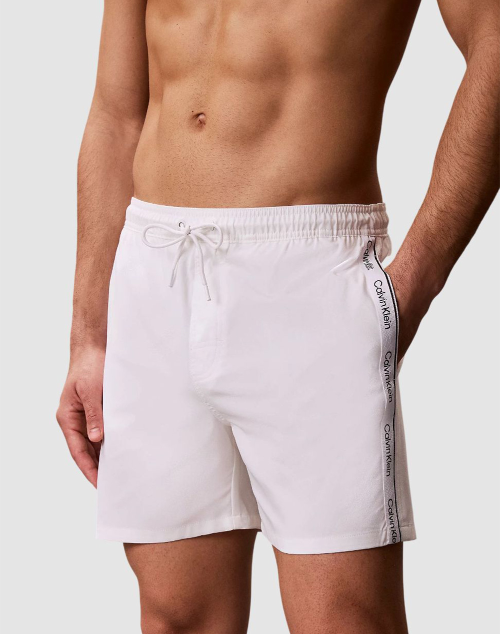 Calvin Klein Medium Drawstring Core Ανδρας Ρουχα Μαγιο Σορτς White Με Ελασταν,Συνθετικο Lv00n61002 100 - Koolfly