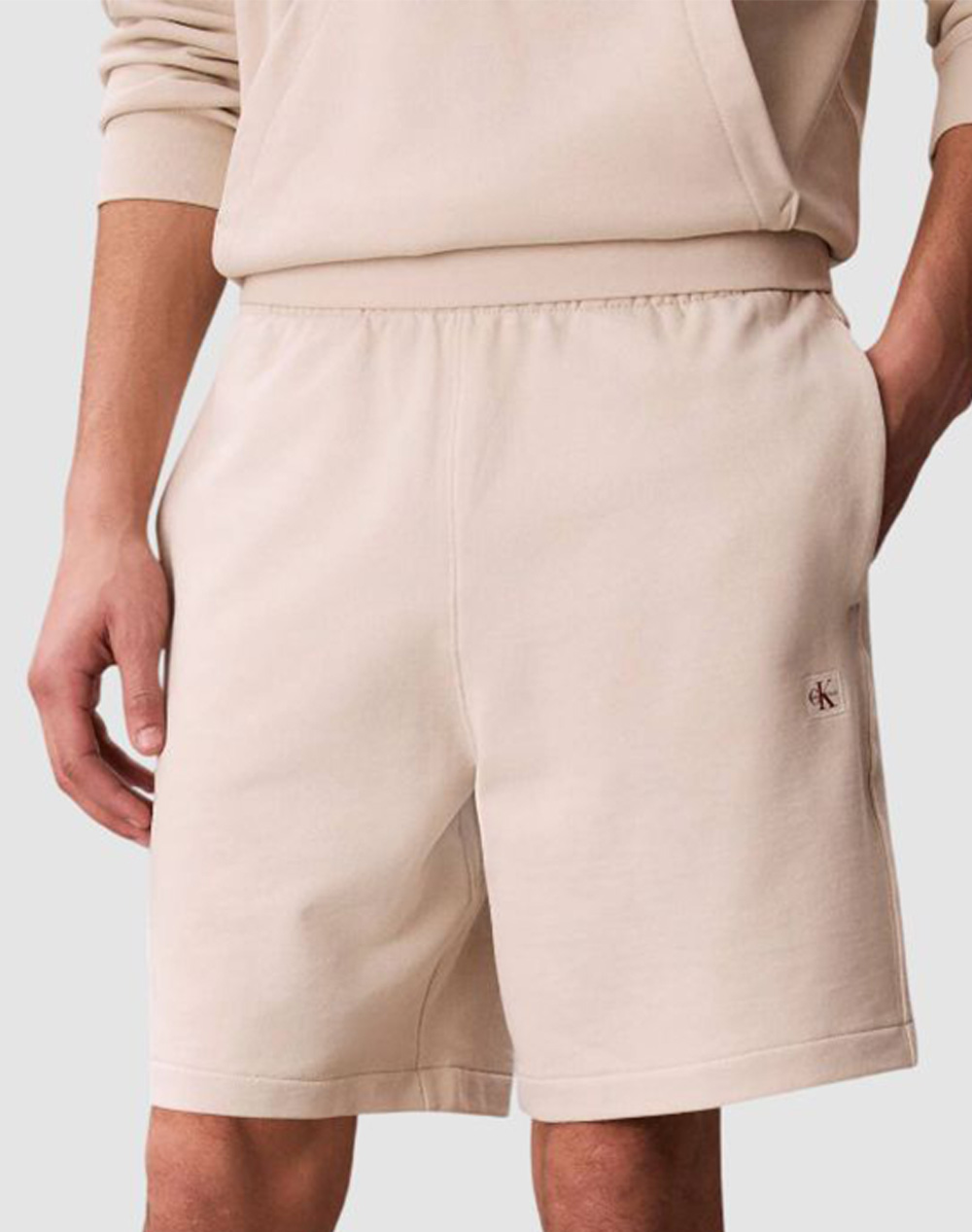 Calvin Klein Jeans Eu 350Terry Badge Short Ανδρας Αθλητικα Κατω Ενδυση Σορτς / Βερμουδα Biege Βαμβακι Lv04Rf282G 2Jx