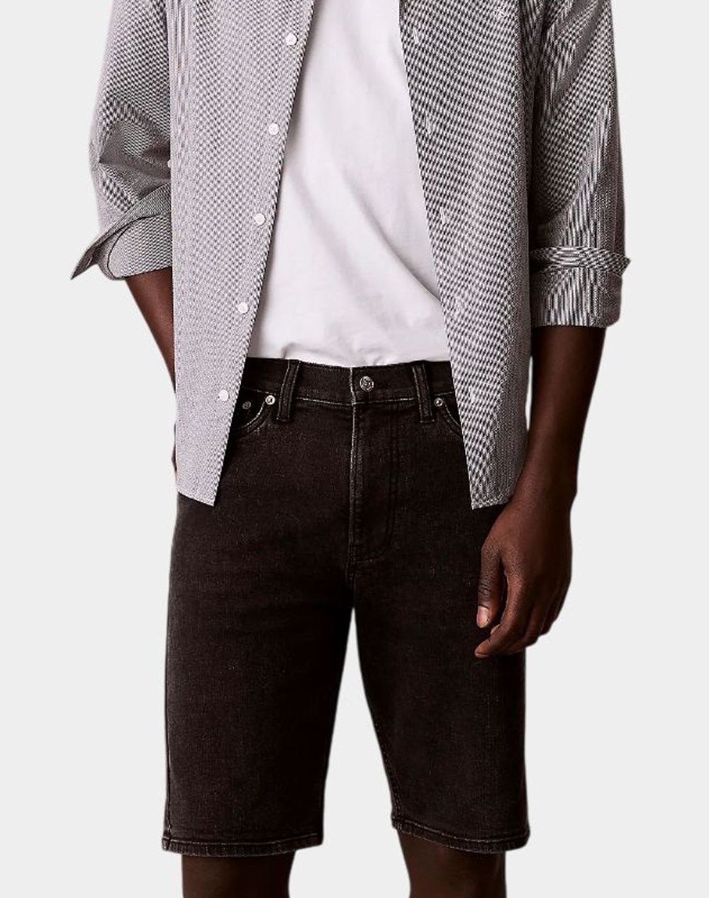 Calvin Klein Jeans Slim Ck Essential Black Short Ανδρας Ρουχα Σορτς | Βερμουδες Jeans Denimblack Βαμβακιμε Ελαστανσυνθετικο Lv04Rf921G 846