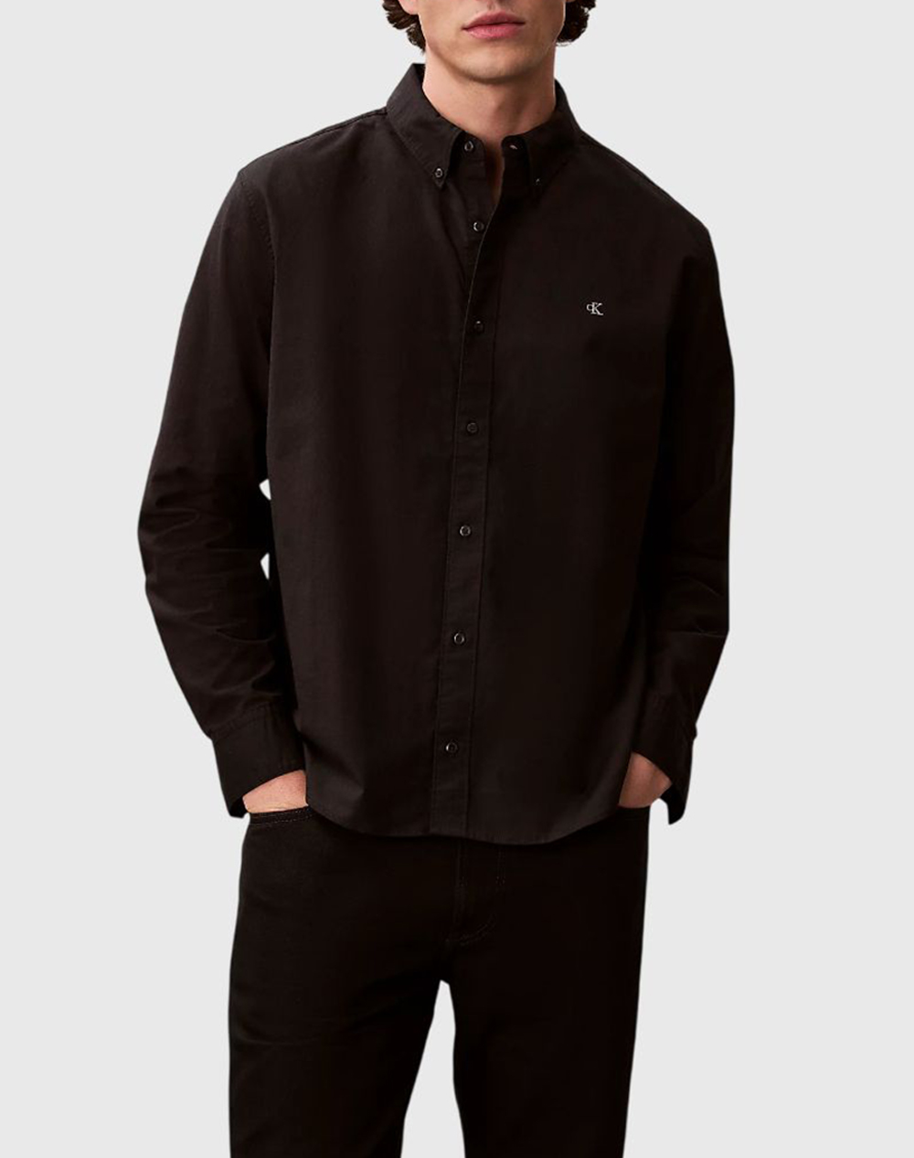 Calvin Klein Jeans Ls Solid Oxford Classic Shirt Ανδρας Ρουχα Πουκαμισα Black Βαμβακι,Με Ελασταν Lv140em125 Ub1 - Koolfly